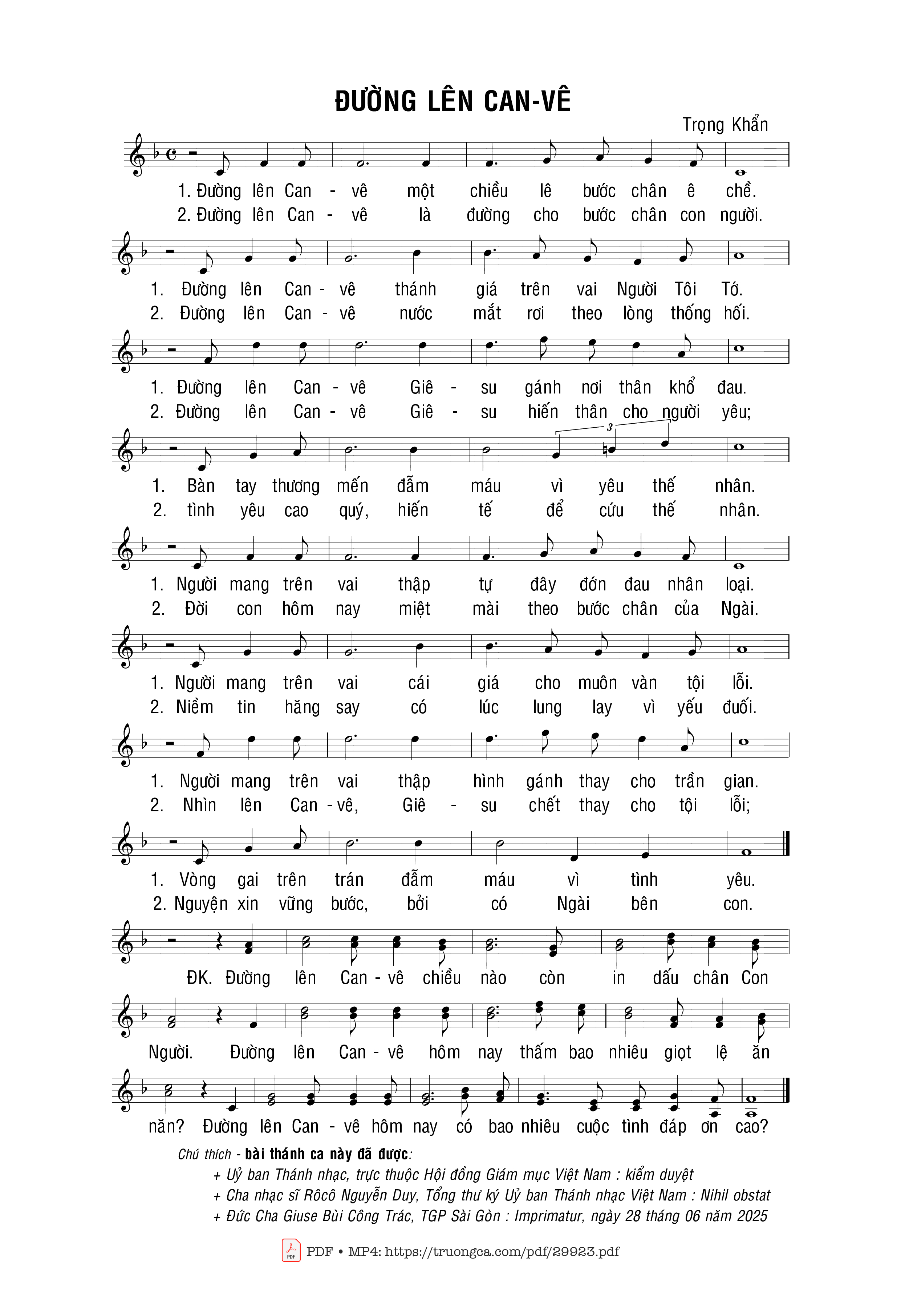 Sheet PDF of Đường lên Can-vê