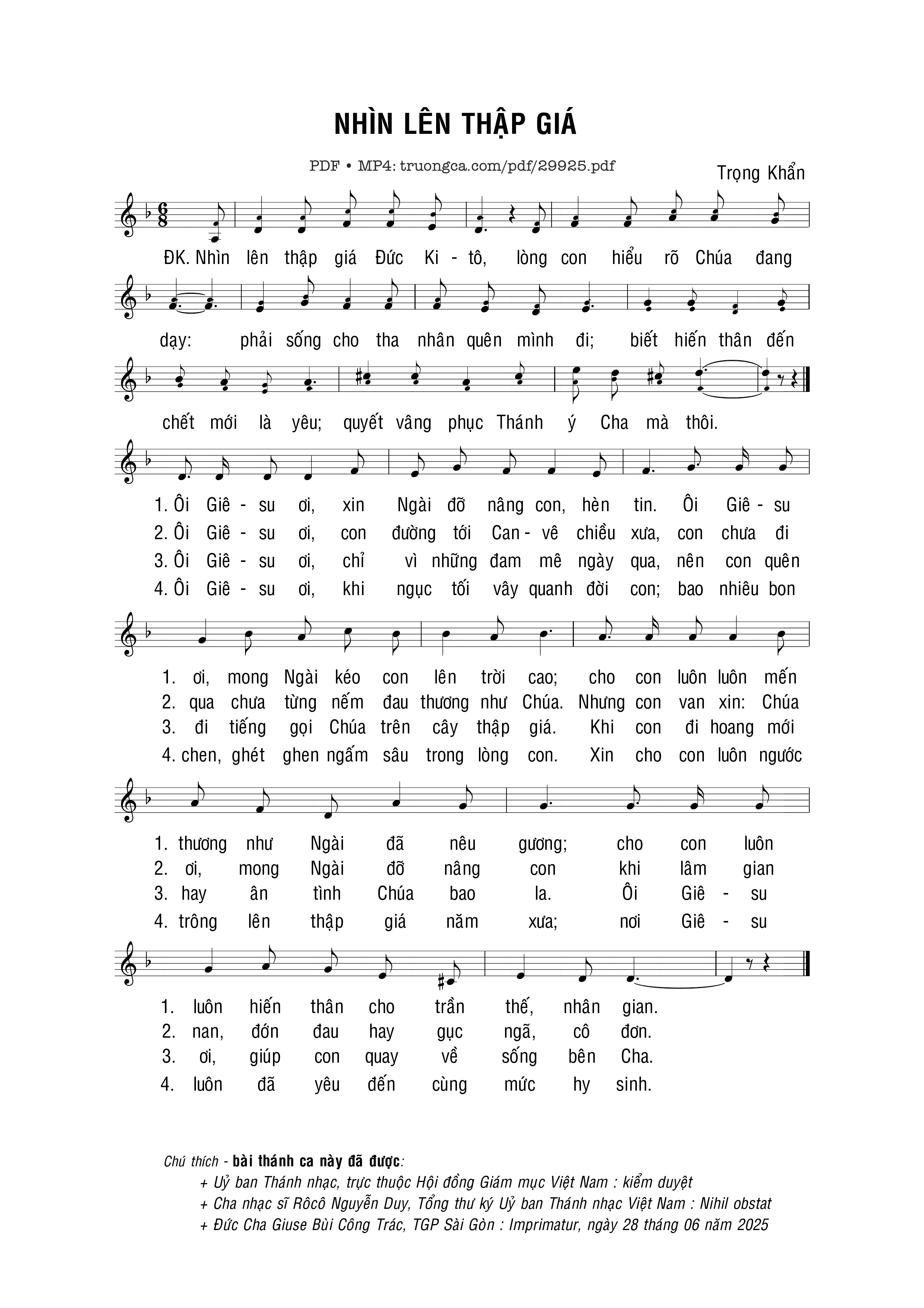 Sheet PDF of Nhìn lên thập giá