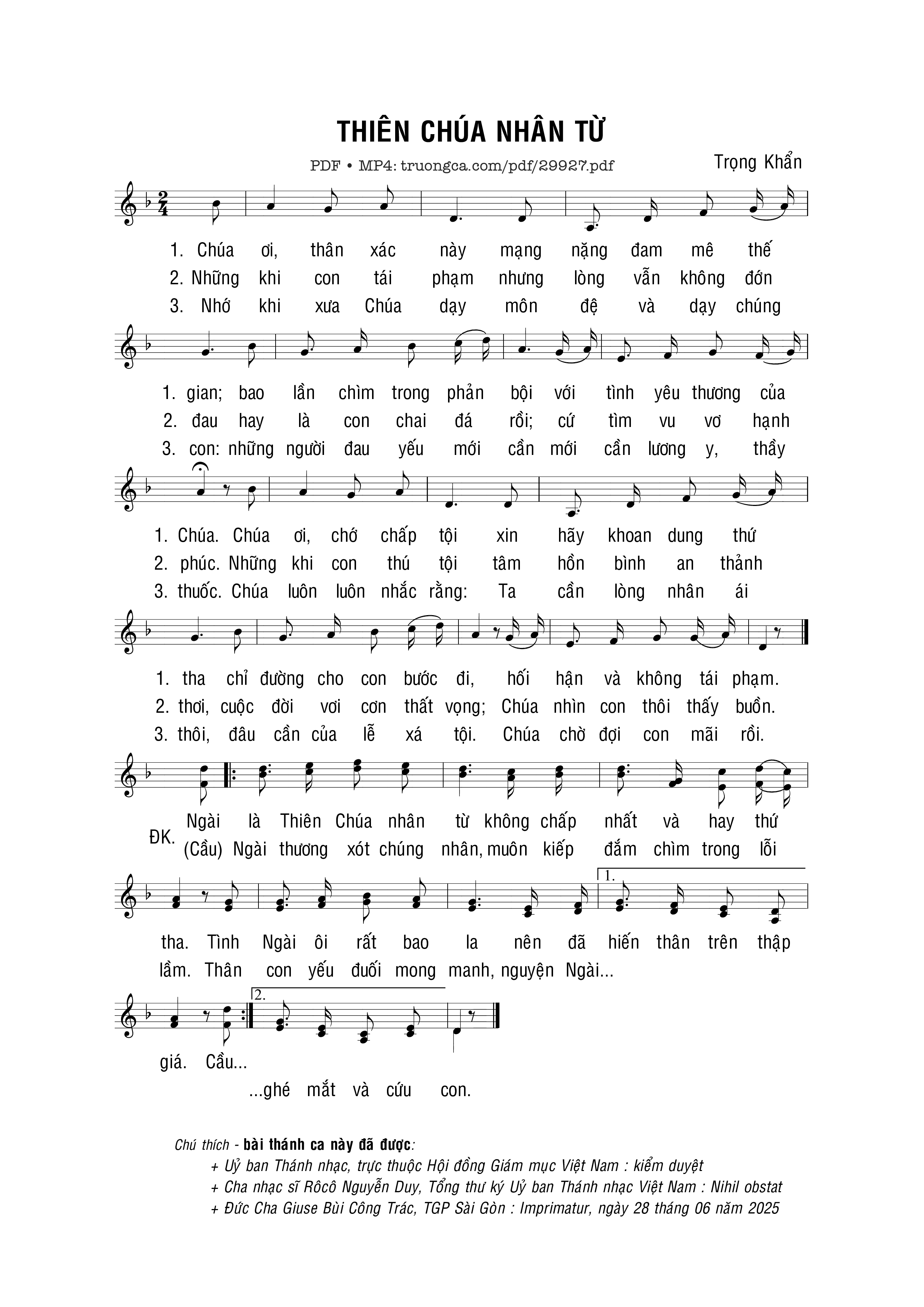 Page 1 of Sheet music PDF Thiên Chúa nhân từ - Trọng Khẩn