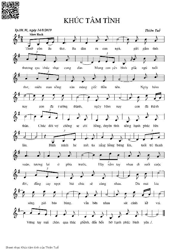 Sheet PDF of Khúc tâm tình