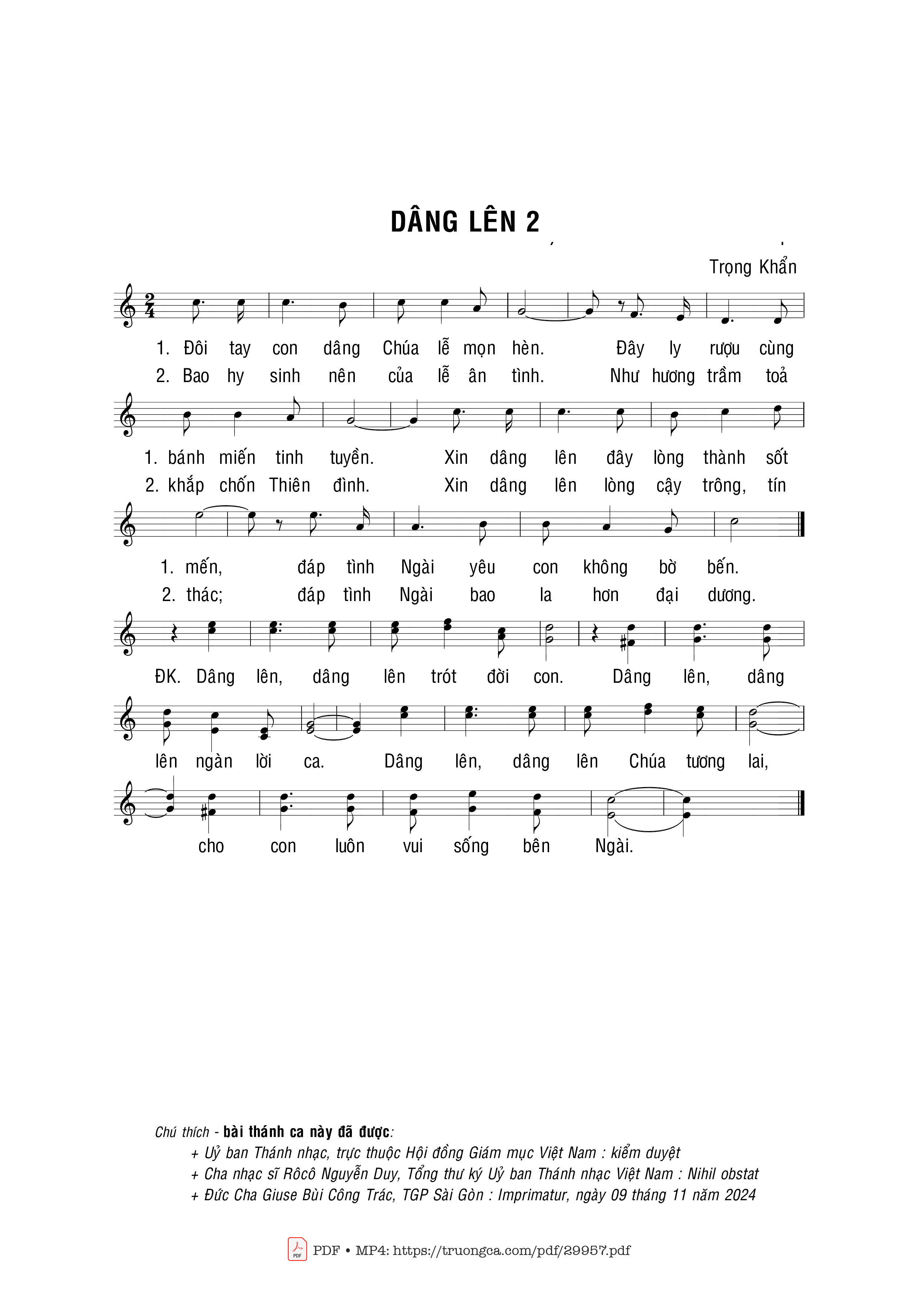 Page 1 of Sheet music PDF Dâng lên II - Trọng Khẩn