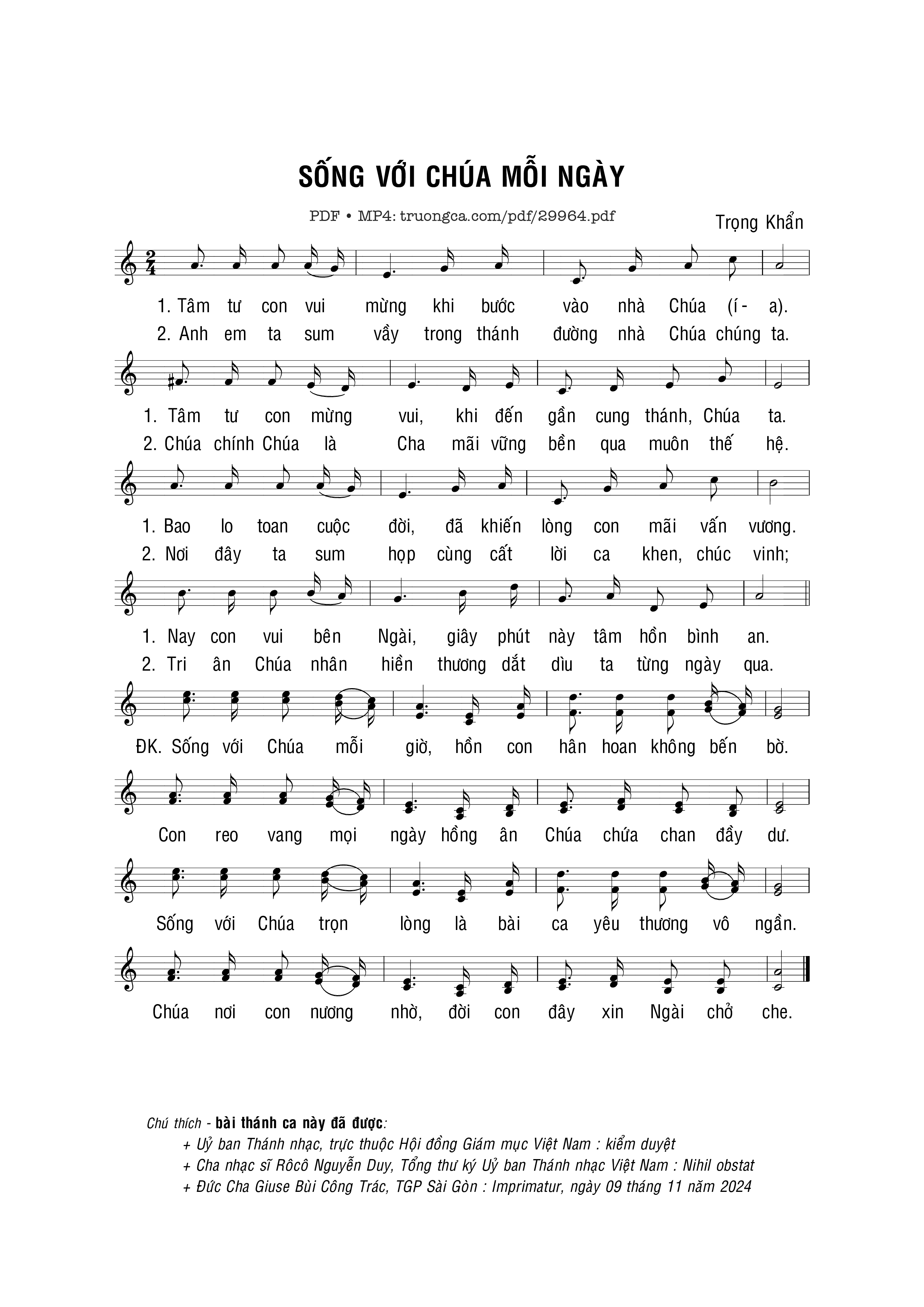 Sheet PDF of Sống với Chúa mỗi ngày