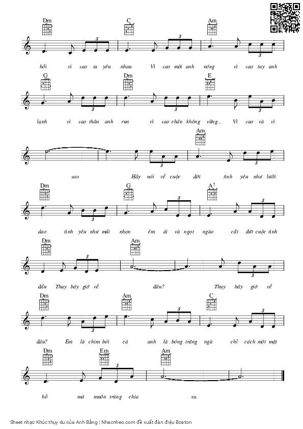 Page 2 of Sheet music PDF Khúc thụy du - Anh Bằng