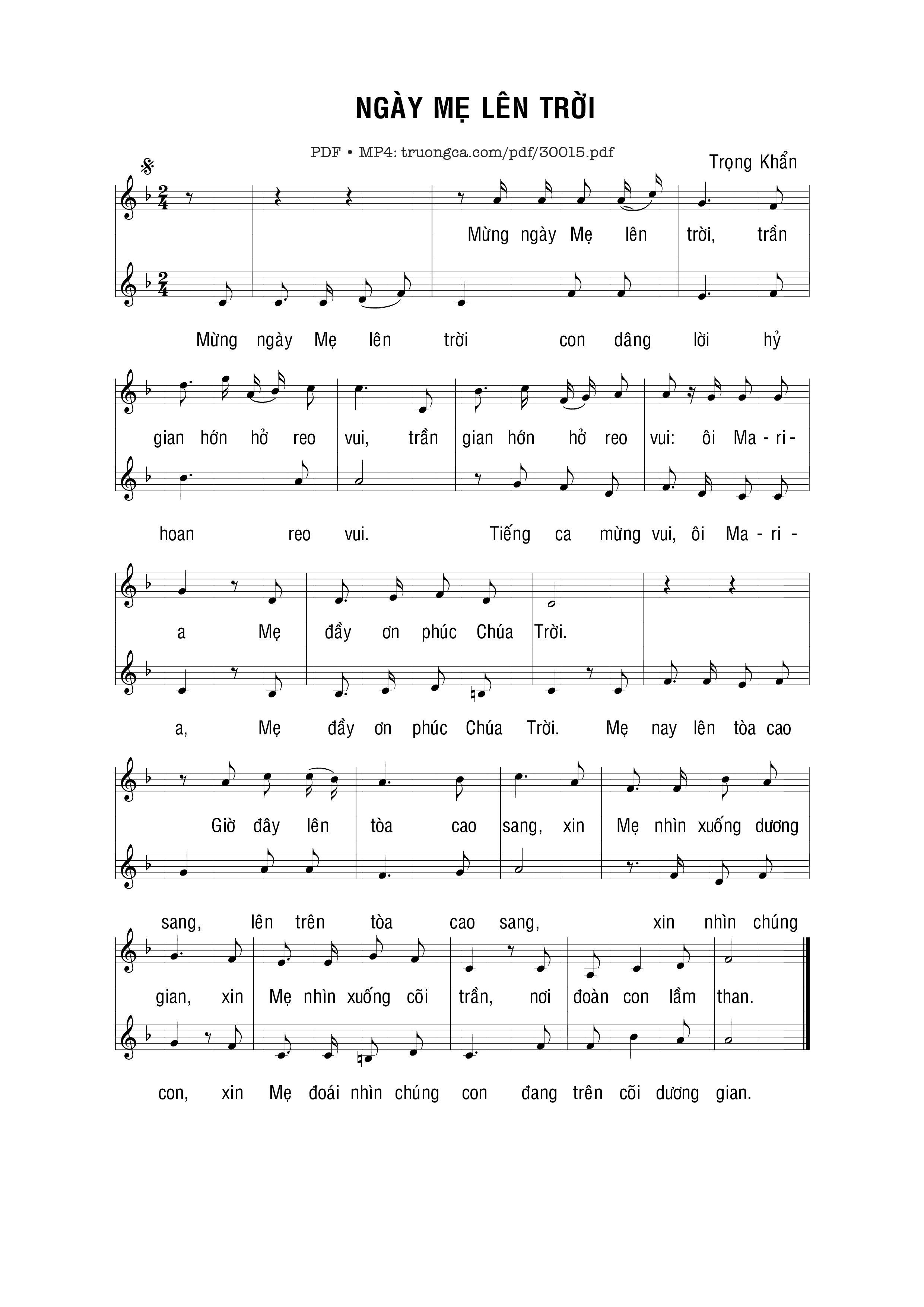 Page 1 of Sheet music PDF Ngày Mẹ lên trời - Trọng Khẩn