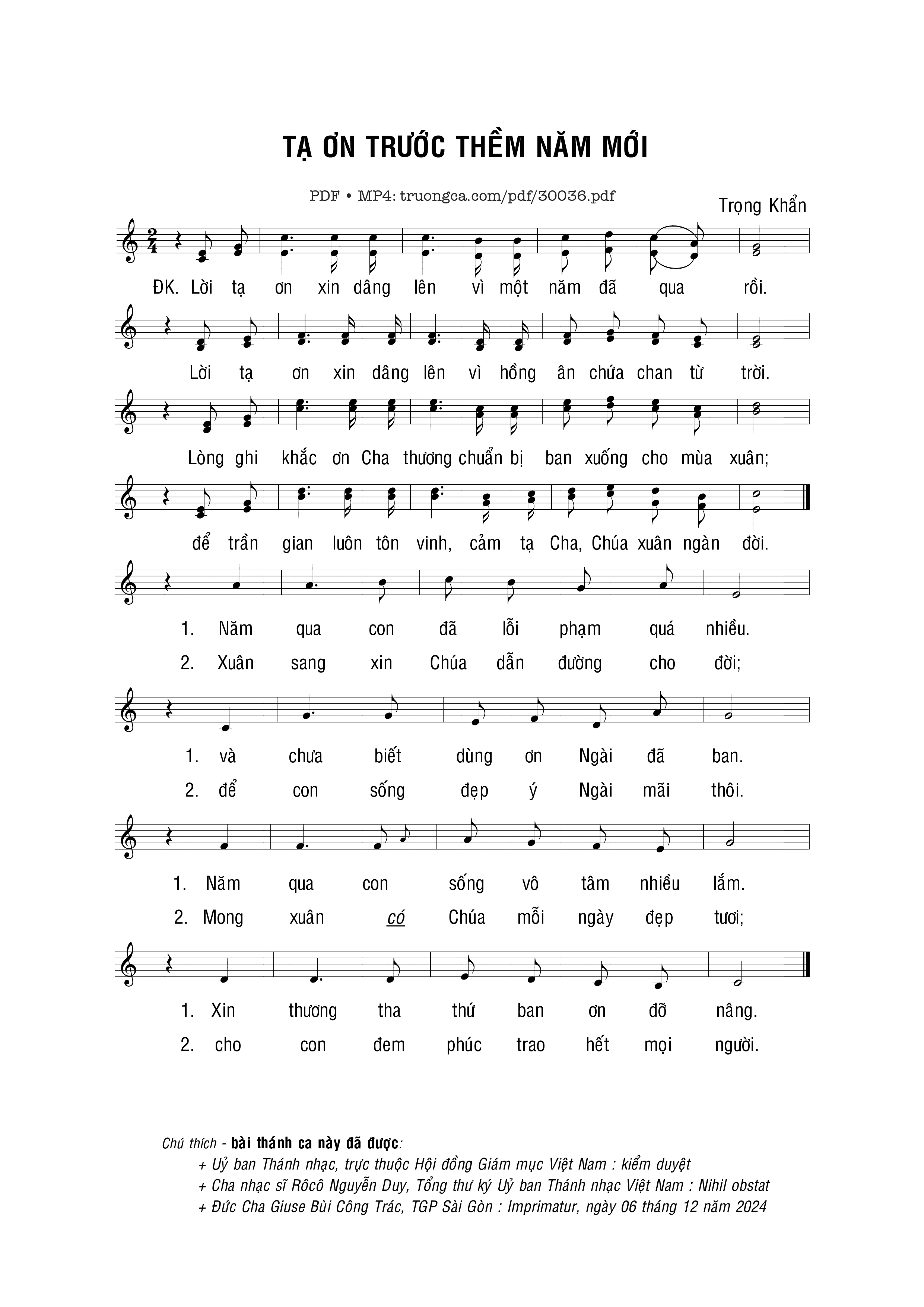 Sheet PDF of Tạ ơn trước thềm năm mới