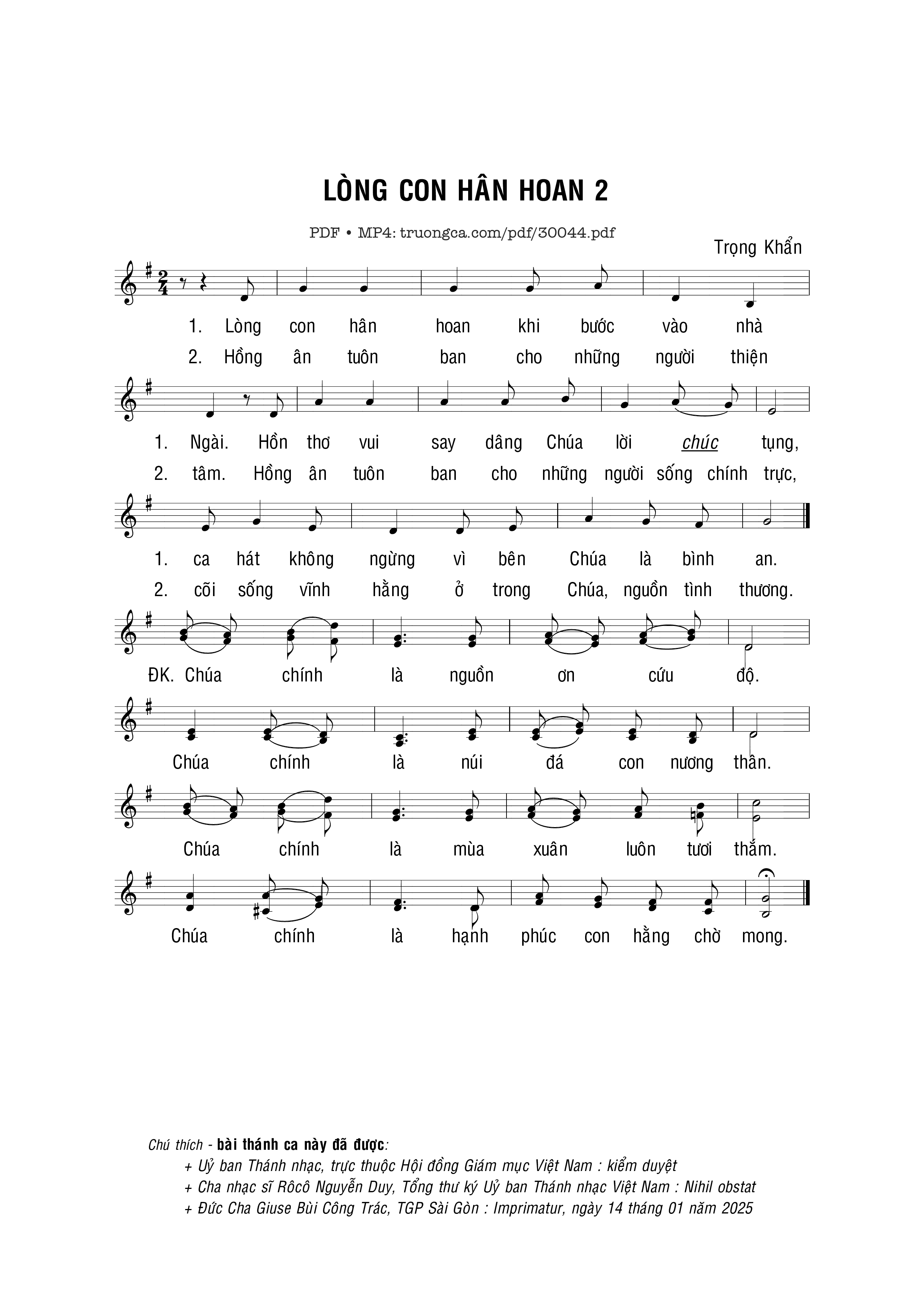 Sheet PDF of Lòng con hân hoan 2