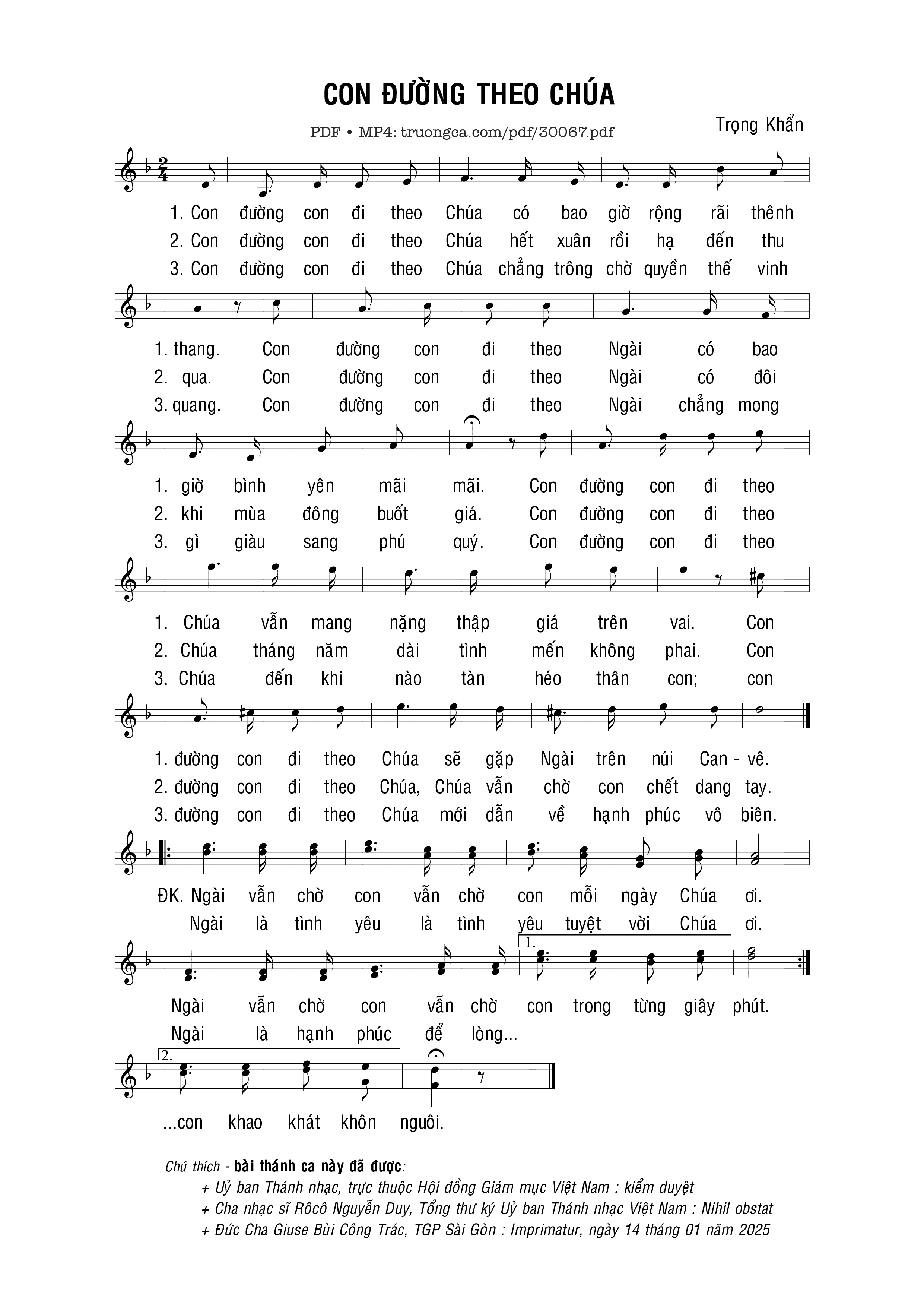 Sheet PDF of Con đường theo Chúa