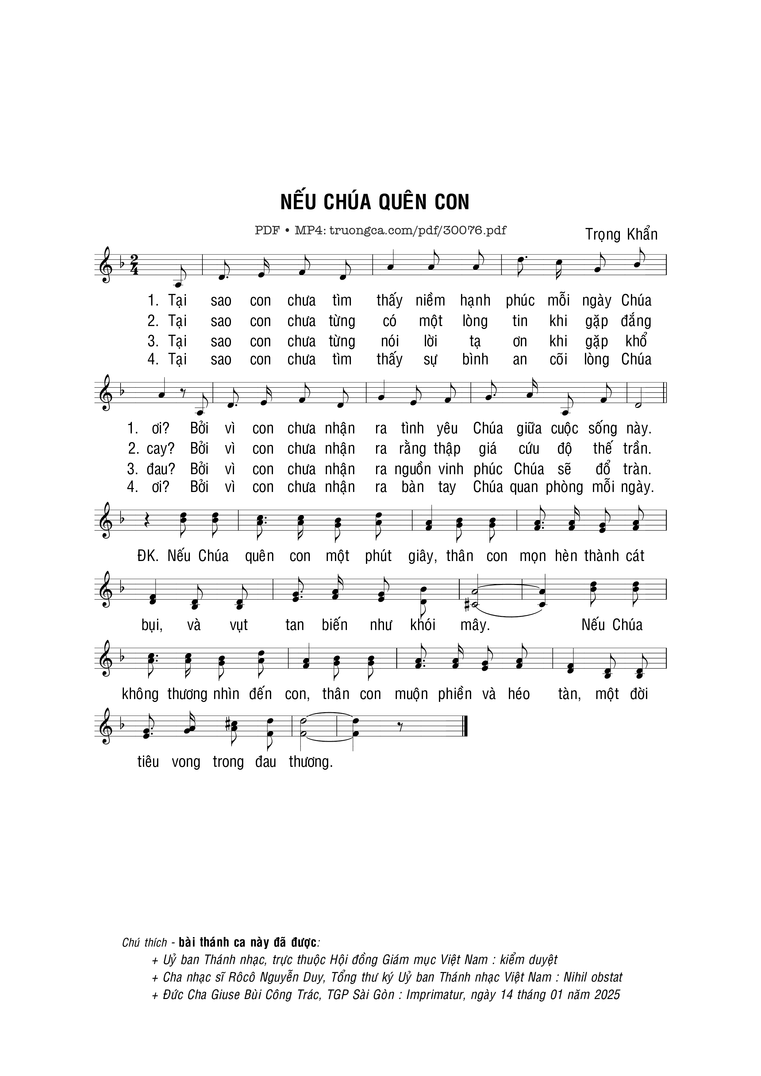 Sheet PDF of Nếu Chúa quên con