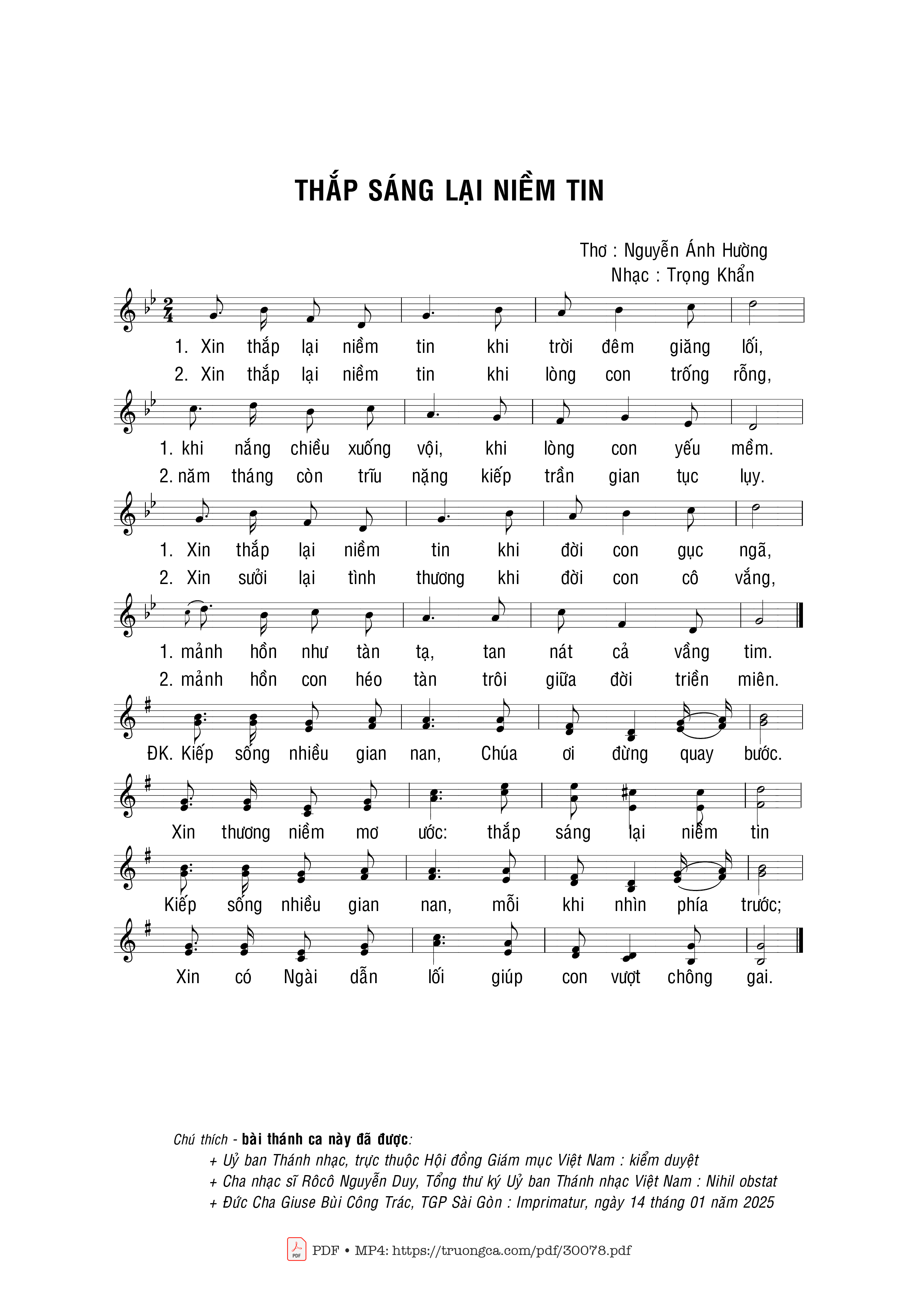 Sheet PDF of Thắp sáng lại niềm tin