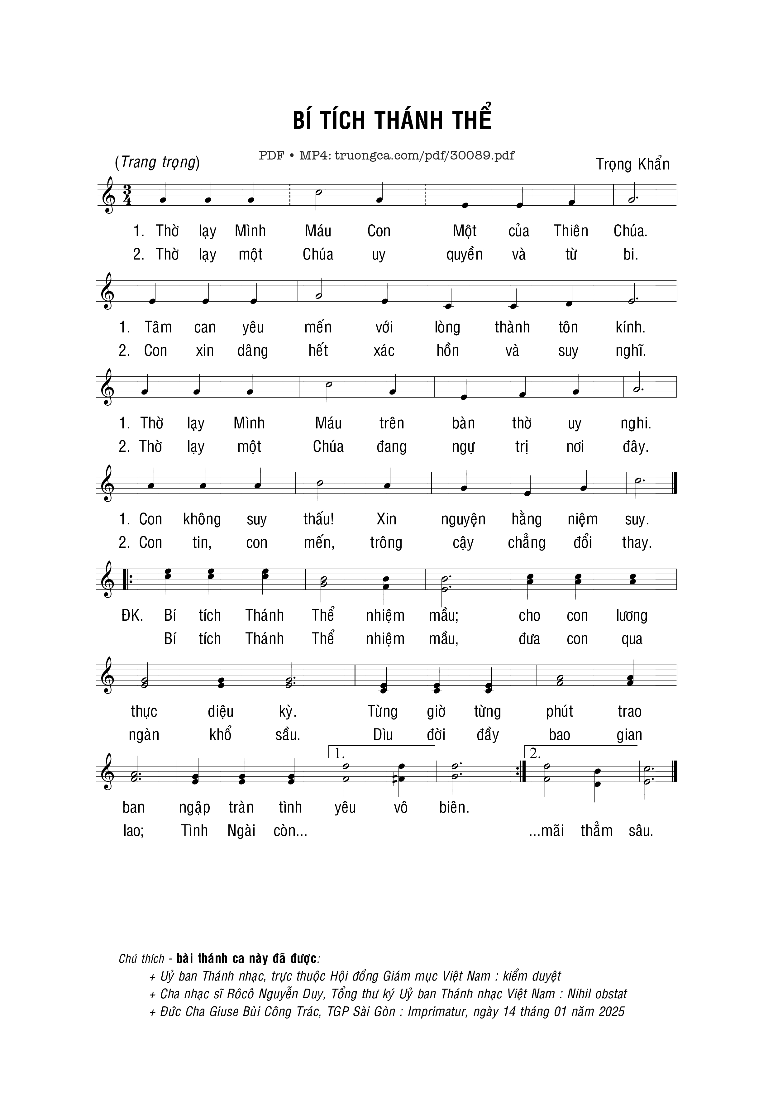 Sheet PDF of Bí tích Thánh Thể