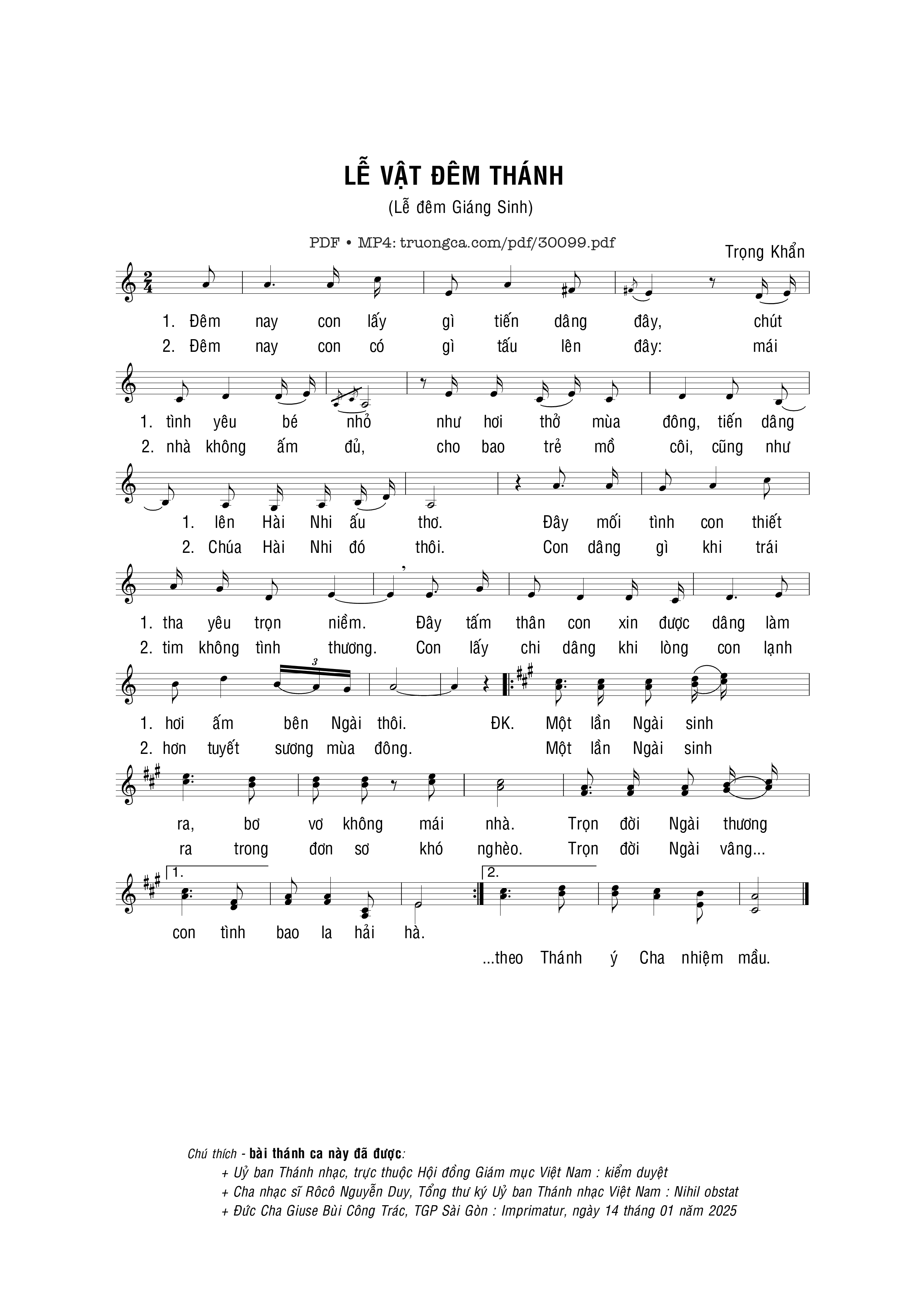 Sheet PDF of Lễ vật đêm thánh (Dâng Lễ)