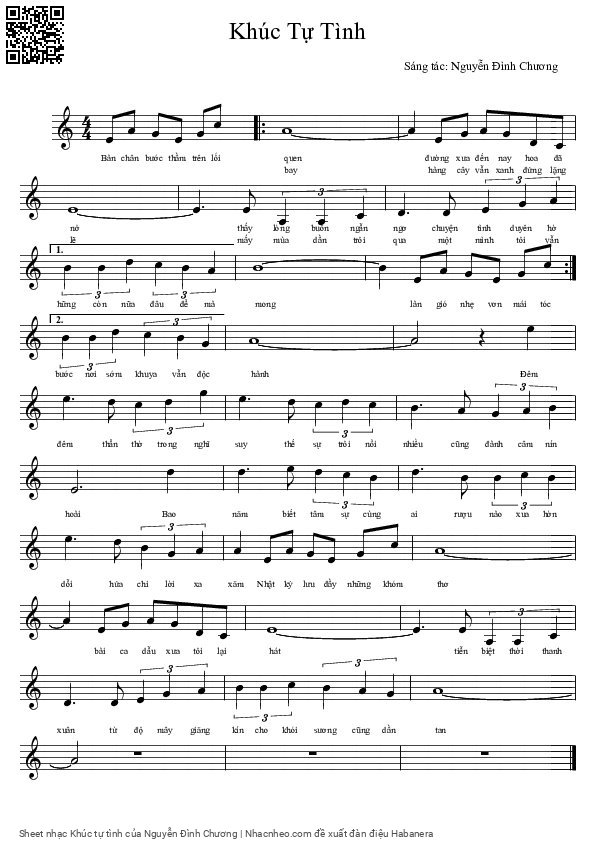 Page 1 of Sheet music PDF Khúc tự tình - Nguyễn Đình Chương