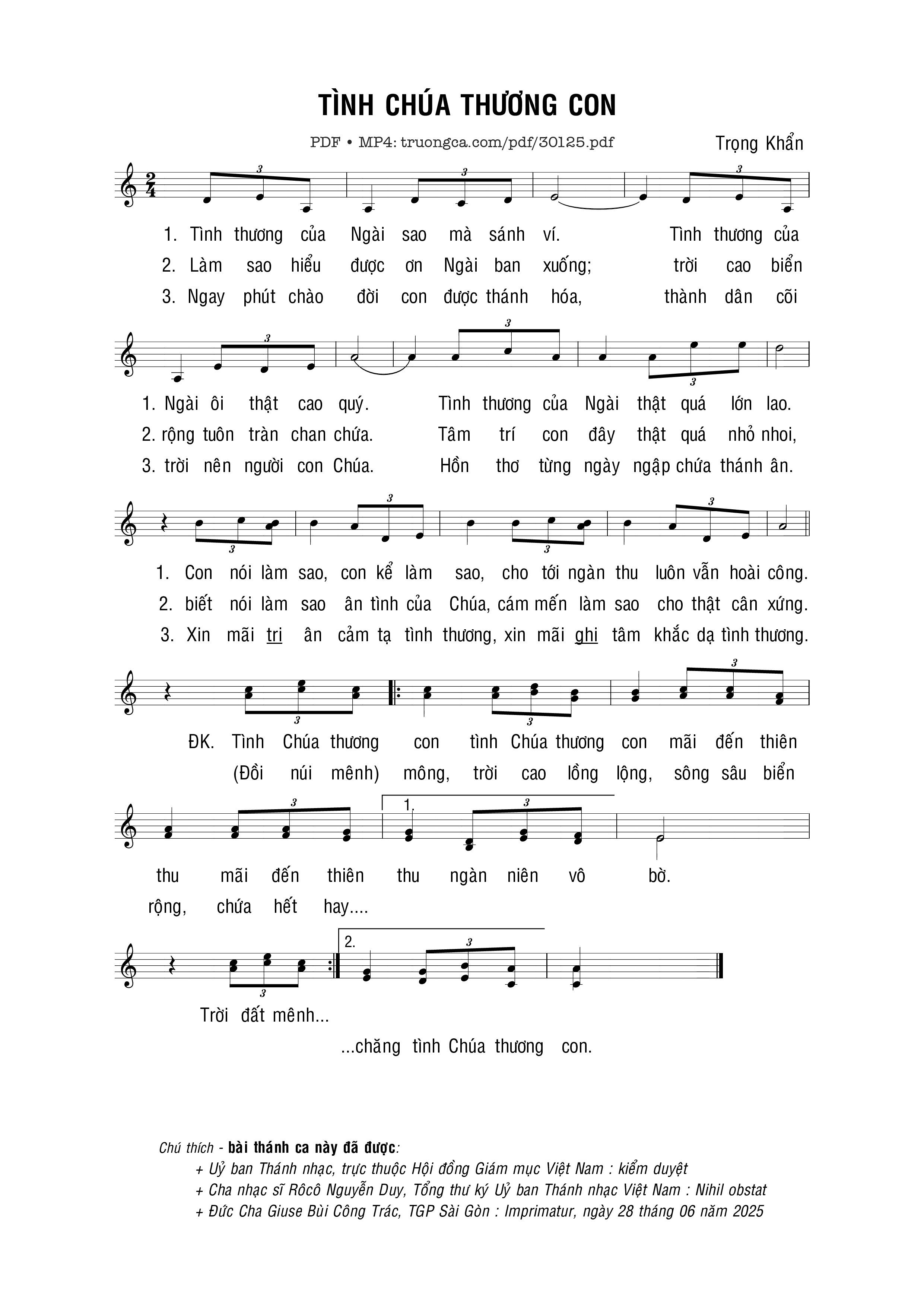 Sheet PDF of Tình Chúa thương con