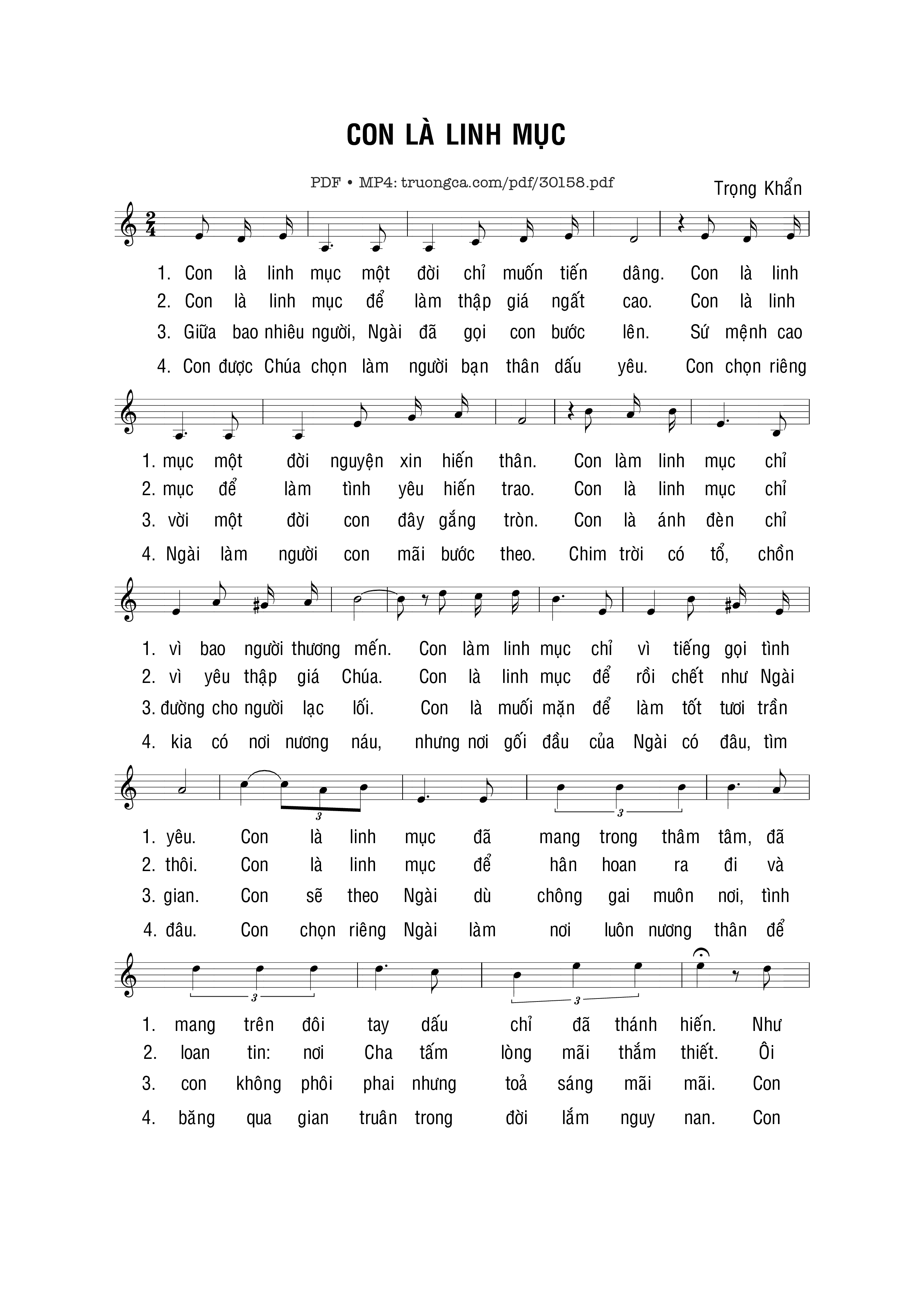 Sheet PDF of Con là Linh mục