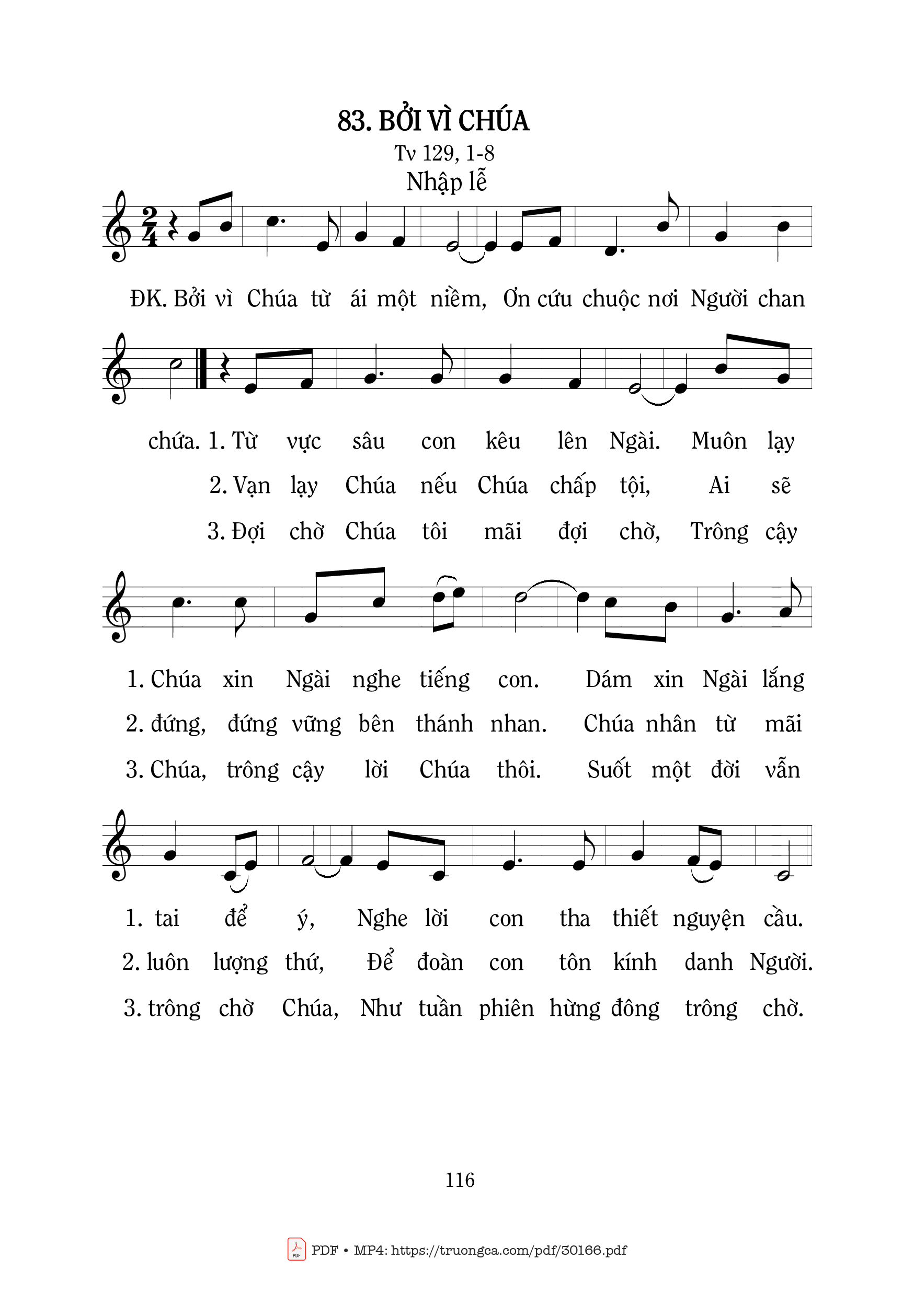 Page 1 of Sheet music PDF Bởi vì Chúa (Tv. 129) - Mi Trầm