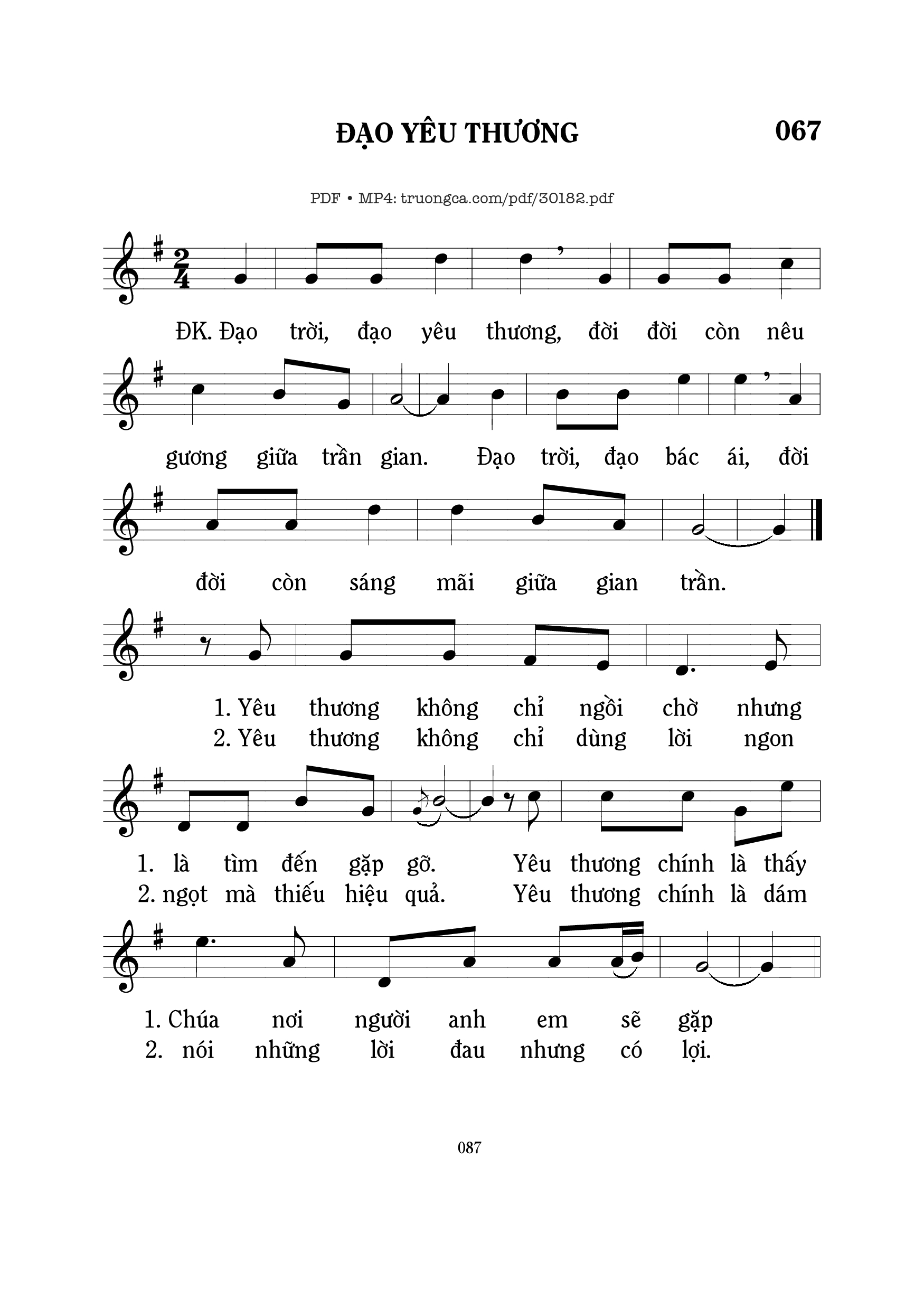 Page 1 of Sheet music PDF Đạo yêu thương - Mi Trầm