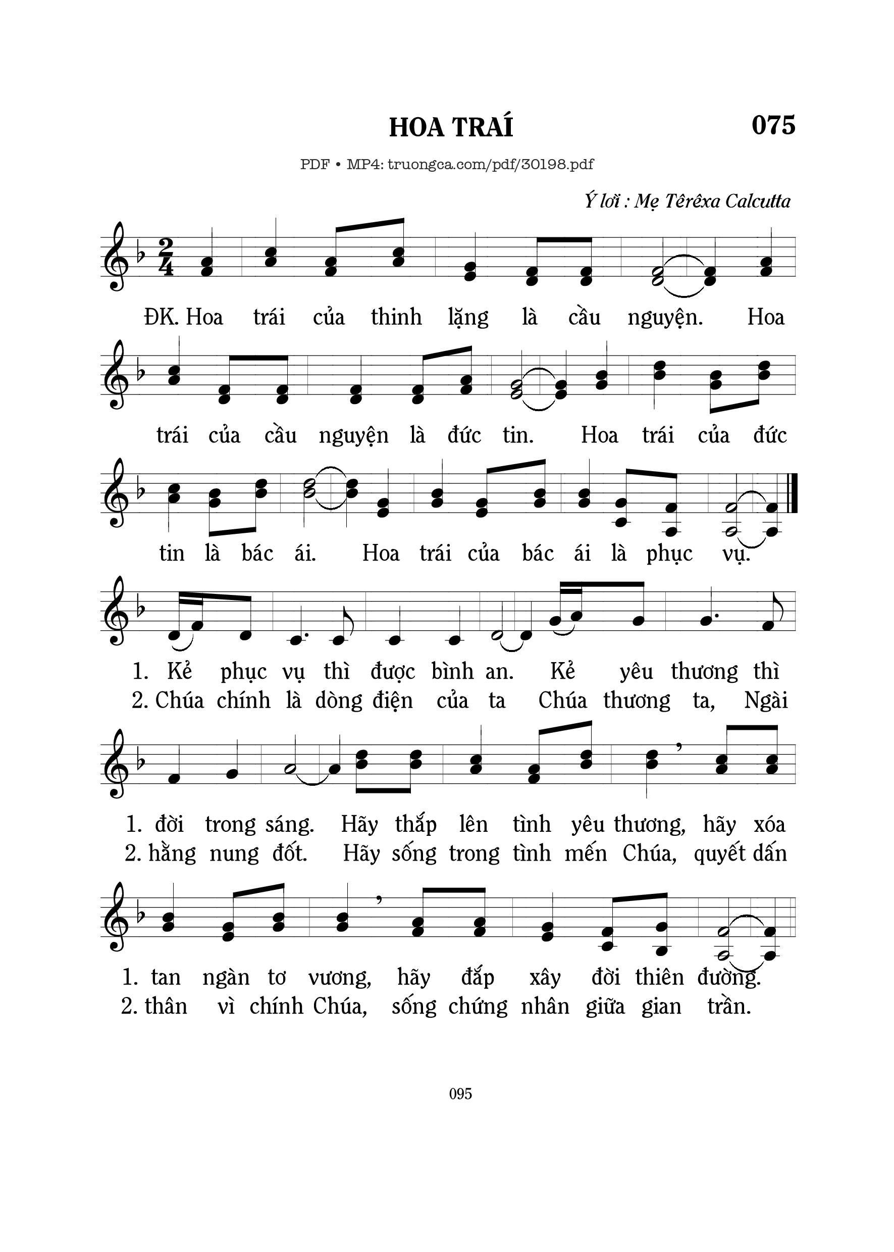 Sheet PDF of Hoa trái - Mi Trầm