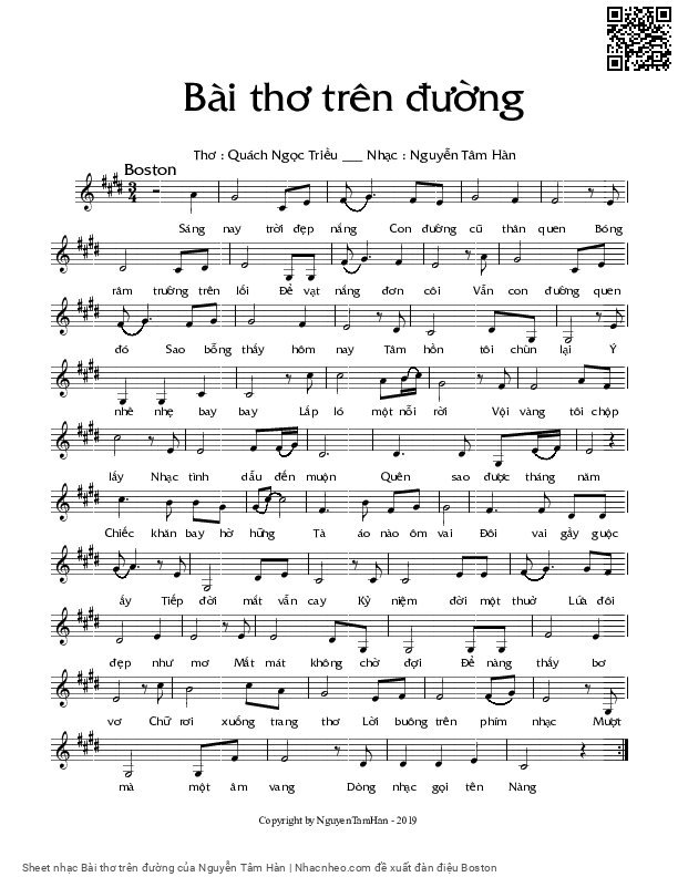 Sheet PDF of Bài thơ trên đường
