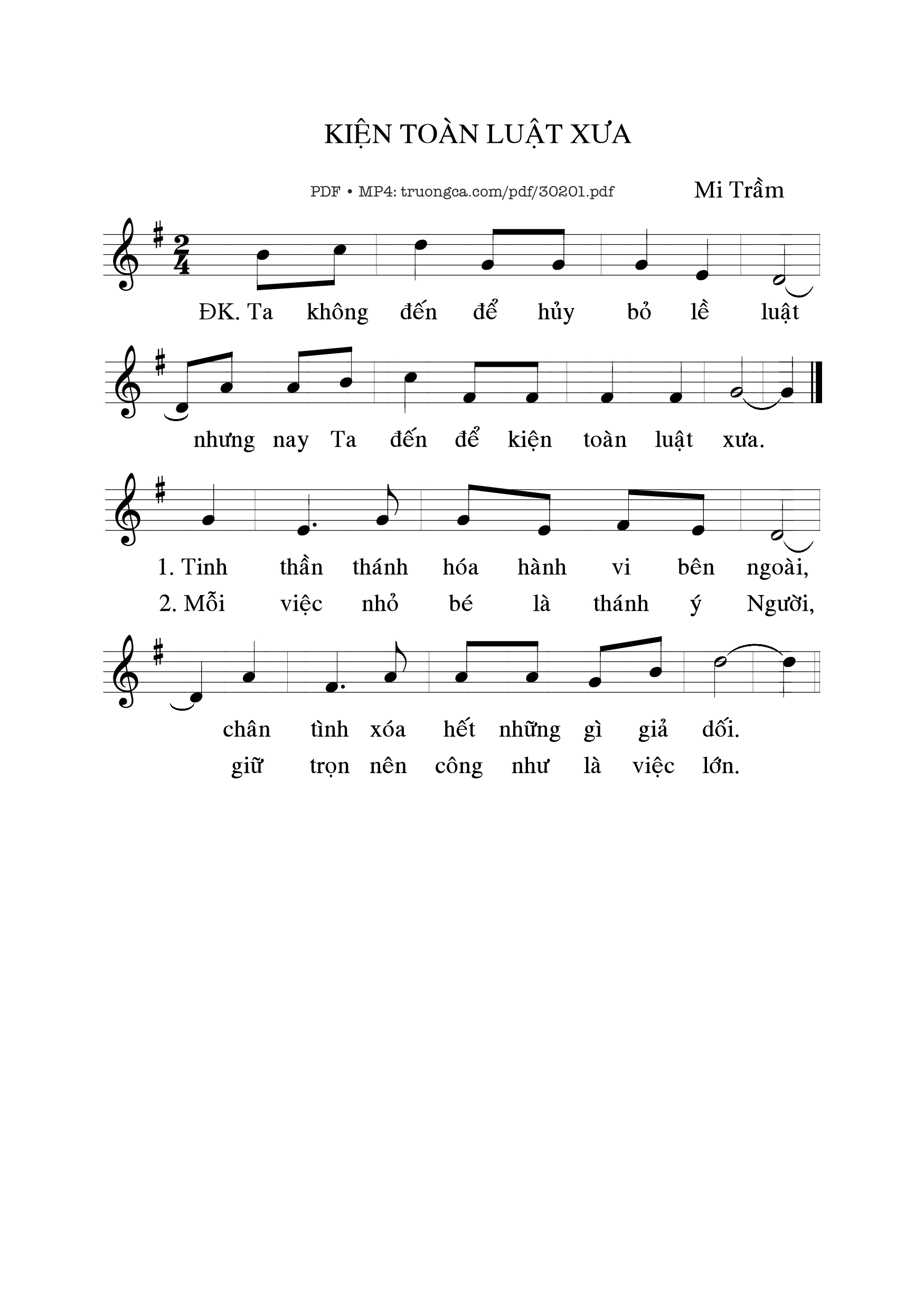 Sheet PDF of Kiện toàn luật xưa