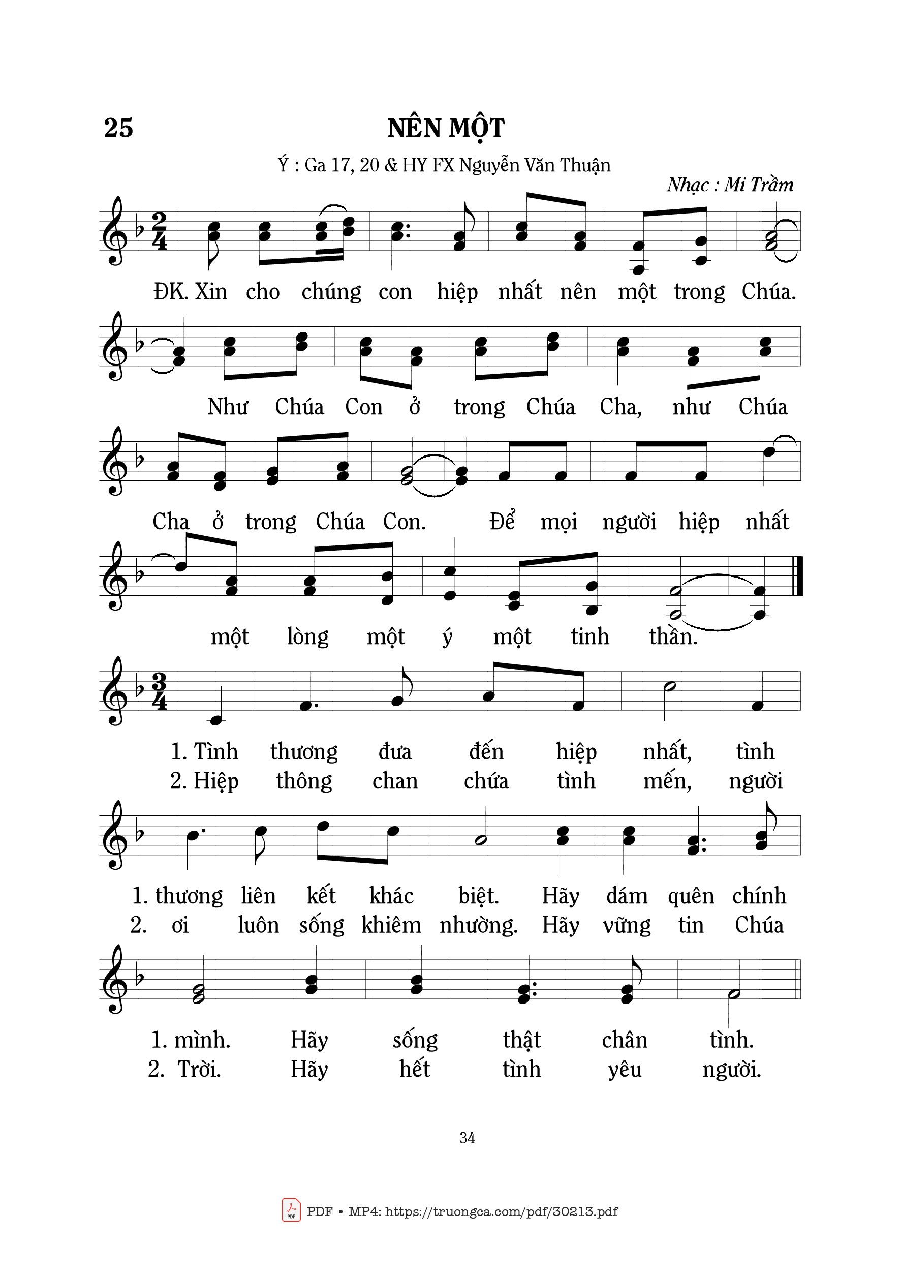 Sheet PDF of Nên một - Mi Trầm