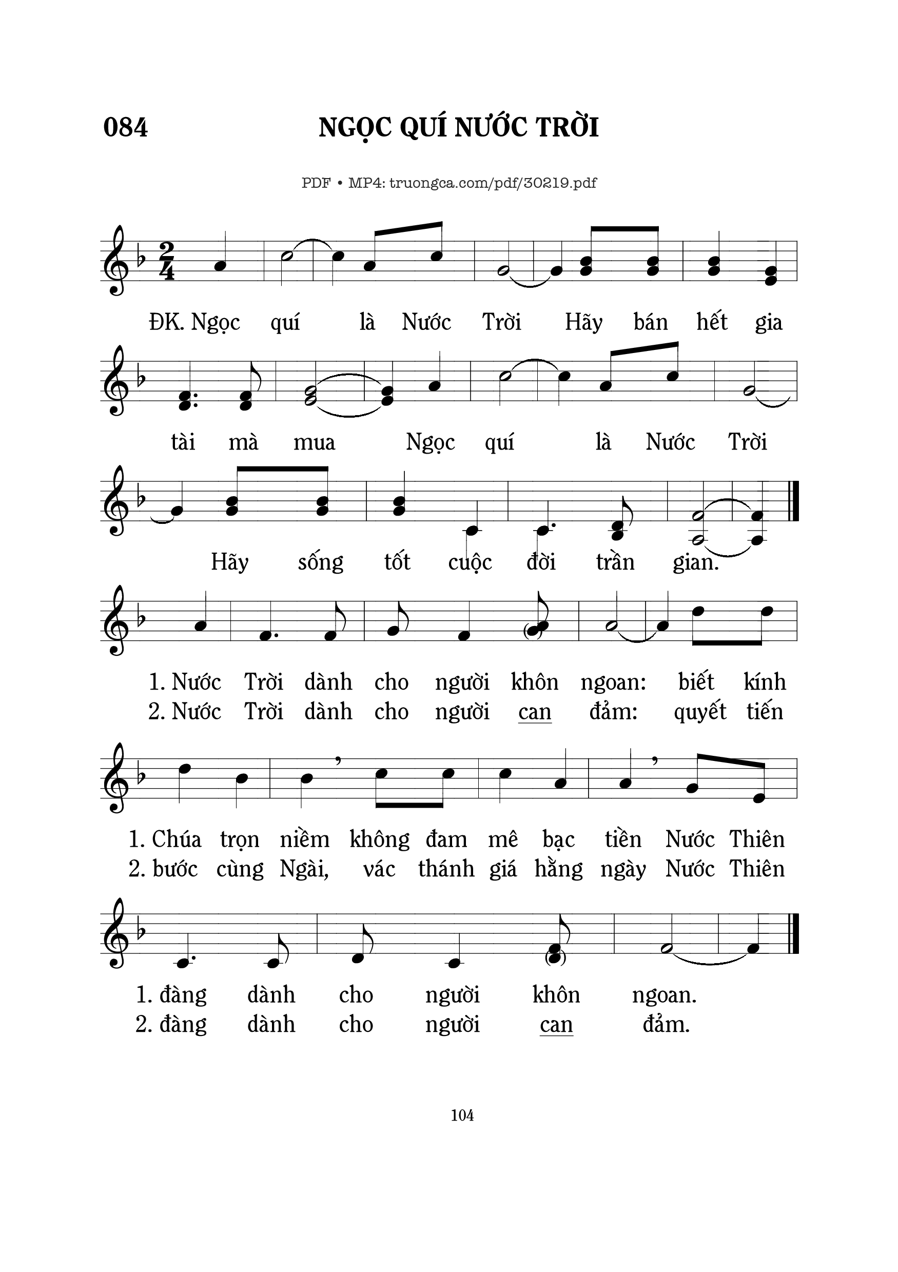 Sheet PDF of Ngọc Quý Nước Trời