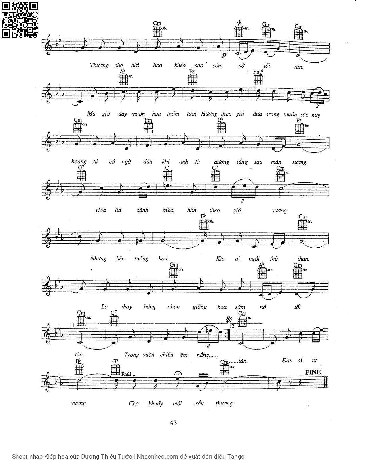 Page 2 of Sheet music PDF Kiếp hoa - Dương Thiệu Tước