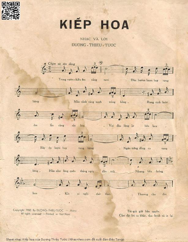 Page 4 of Sheet music PDF Kiếp hoa - Dương Thiệu Tước