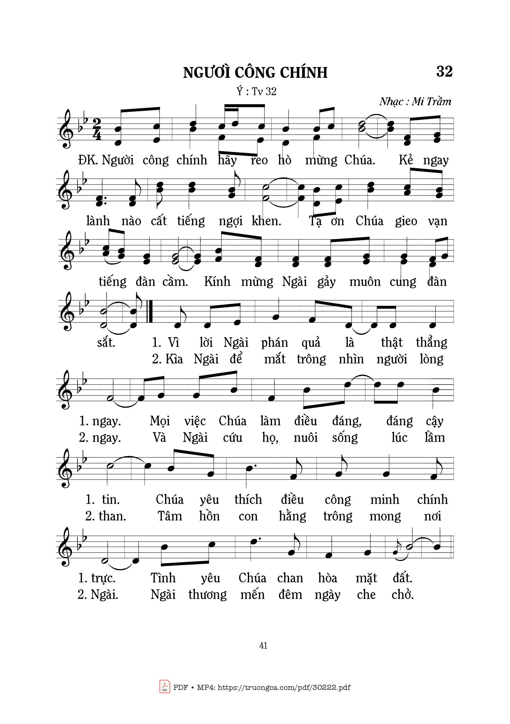 Sheet PDF of Người công chính (Tv. 32)