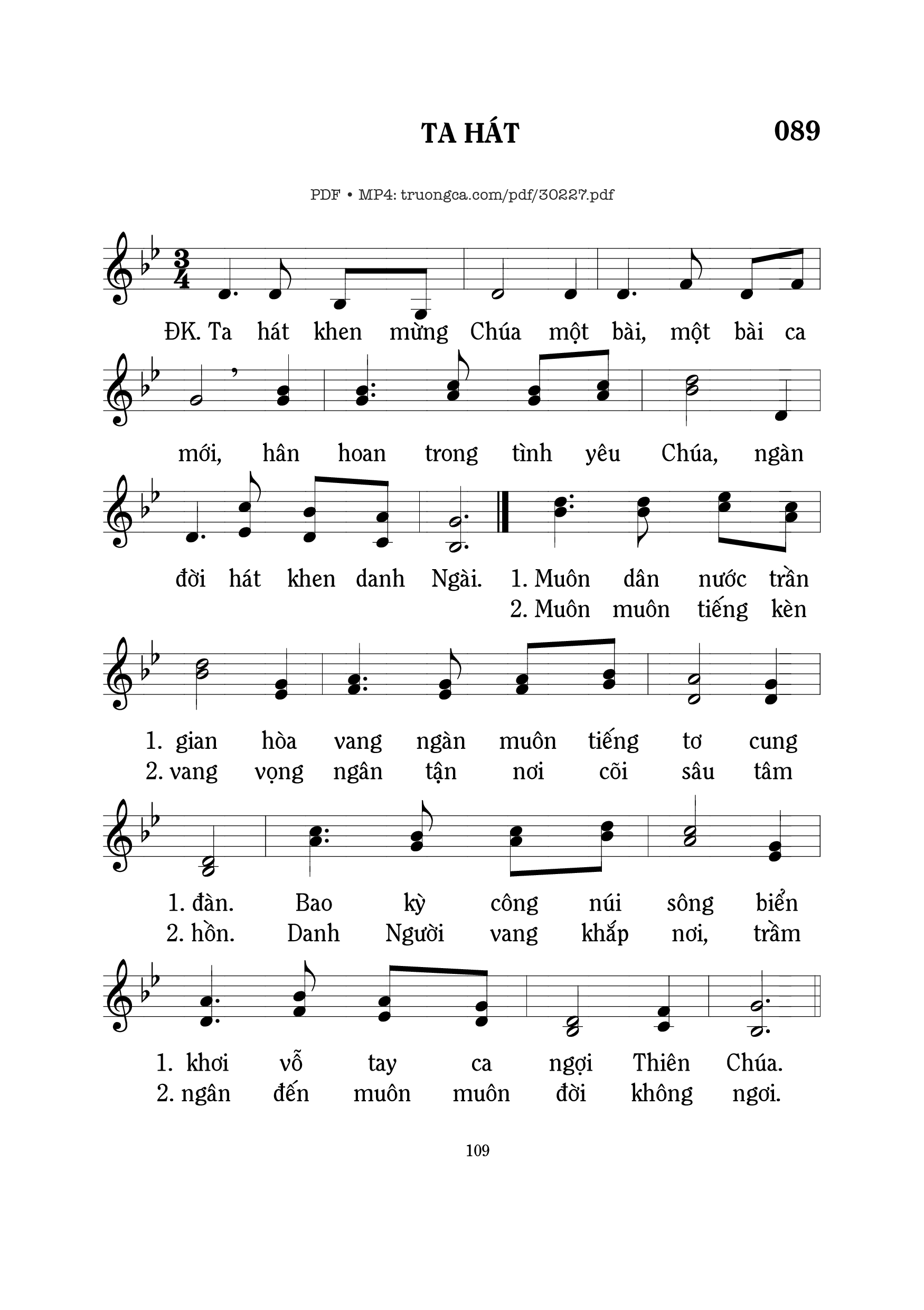 Page 1 of Sheet music PDF Ta Hát - Mi Trầm
