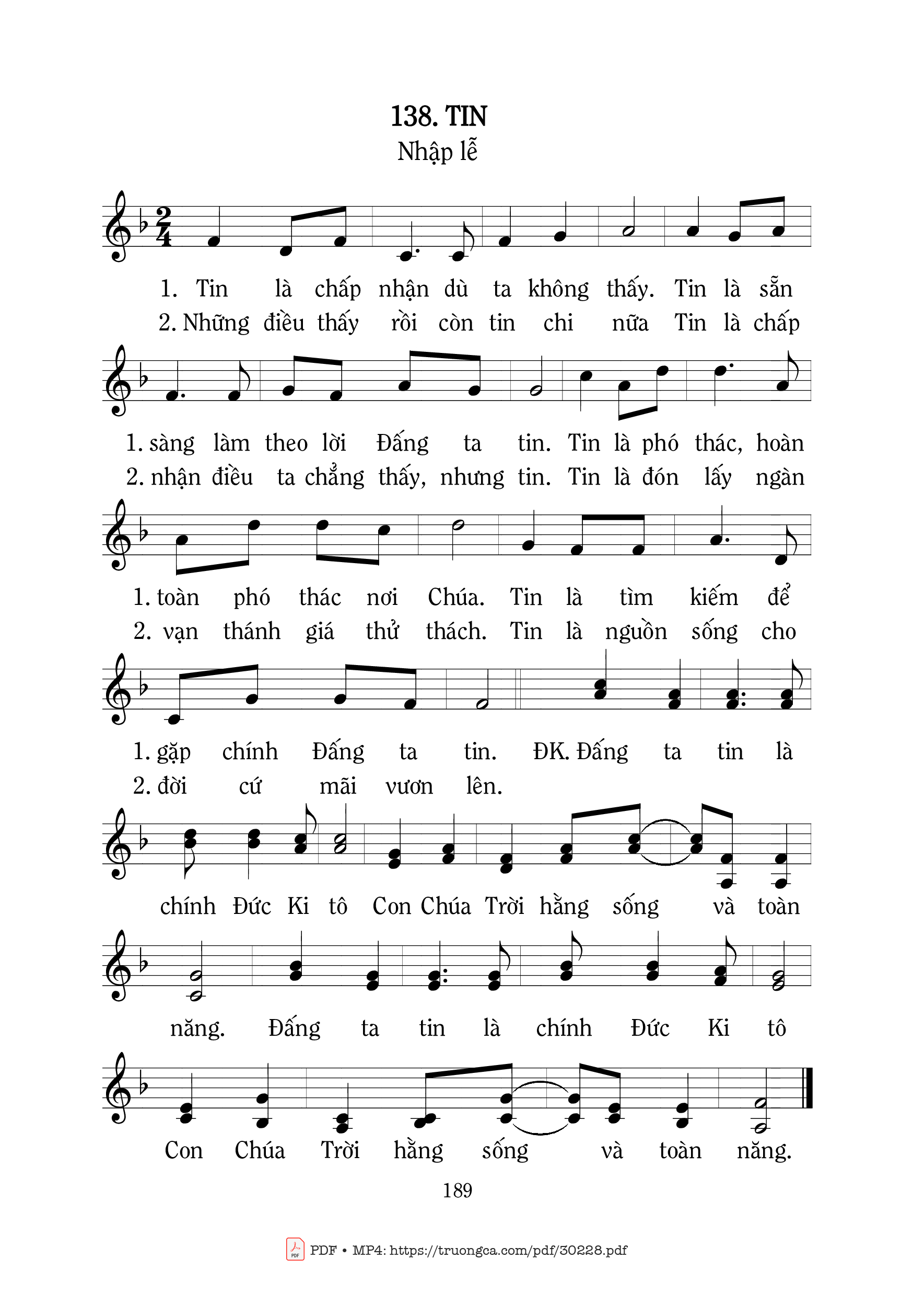 Page 1 of Sheet music PDF Tin - Mi Trầm