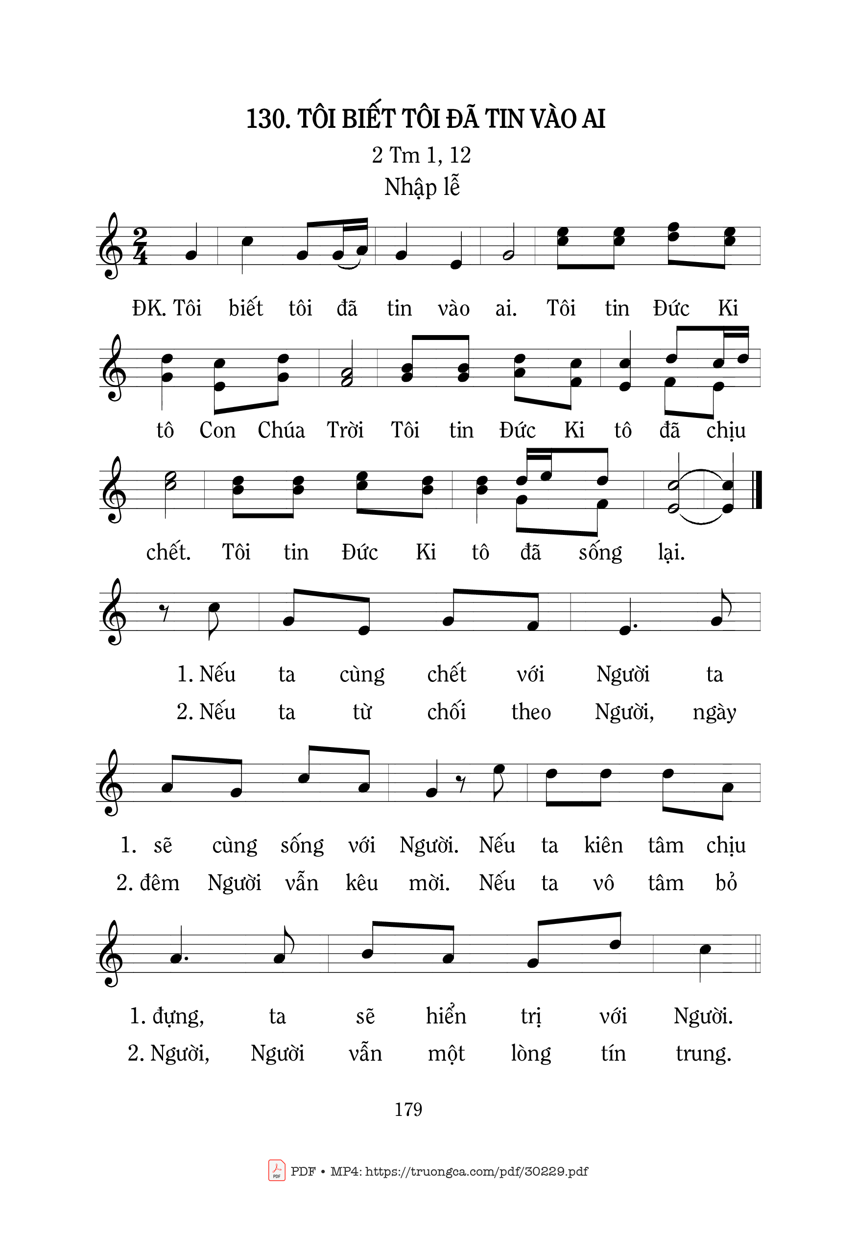 Sheet PDF of Tôi Biết Tôi Đã Tin Vào Ai