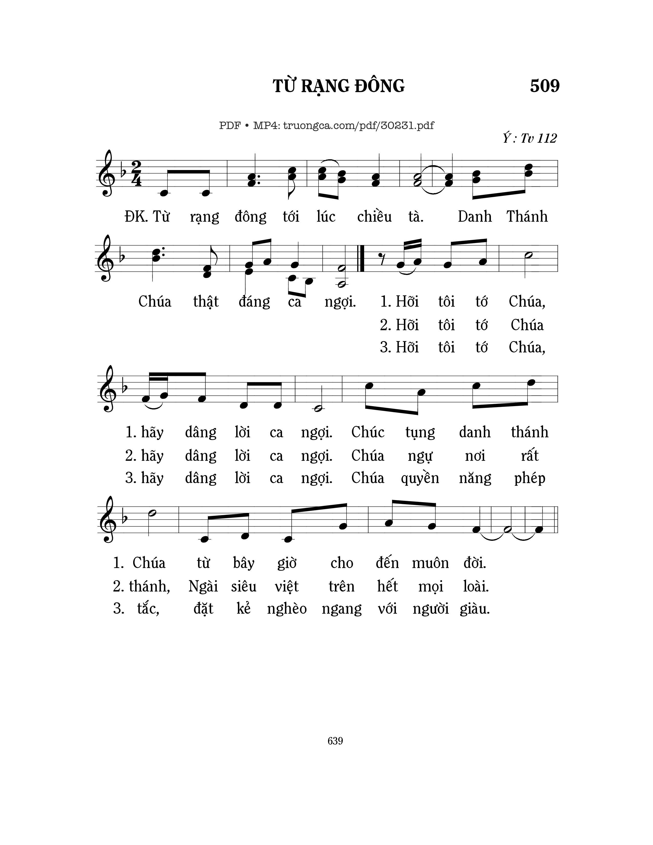 Sheet PDF of Thánh Vịnh 112, Từ Rạng Đông