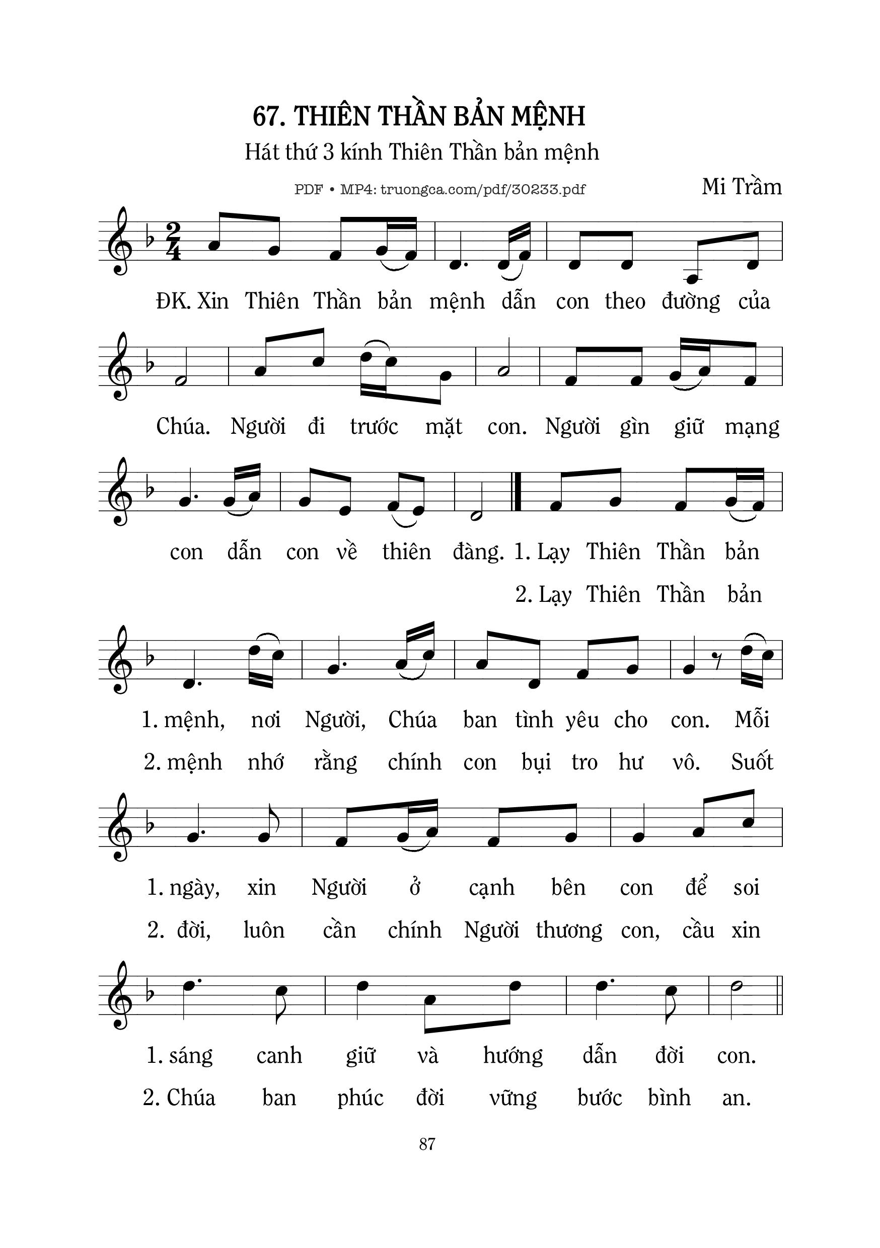 Page 1 of Sheet music PDF Thiên Thần bản mệnh - Mi Trầm
