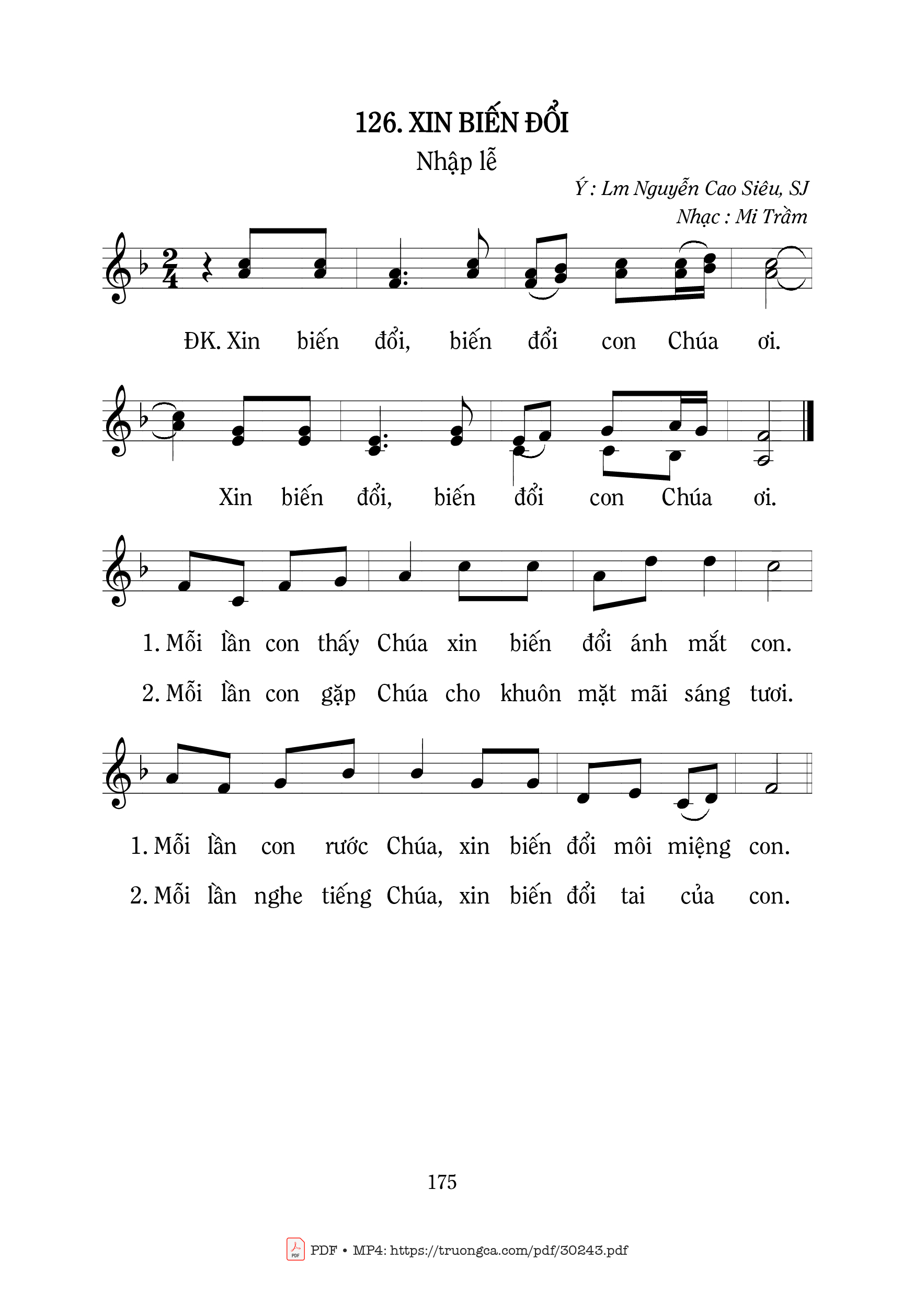Page 1 of Sheet music PDF Xin biến đổi - Mi Trầm