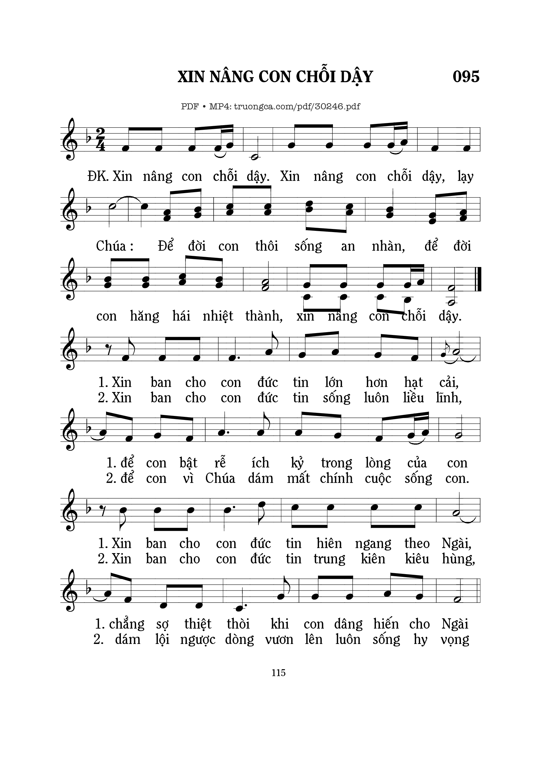 Sheet PDF of Xin nâng con chỗi dậy