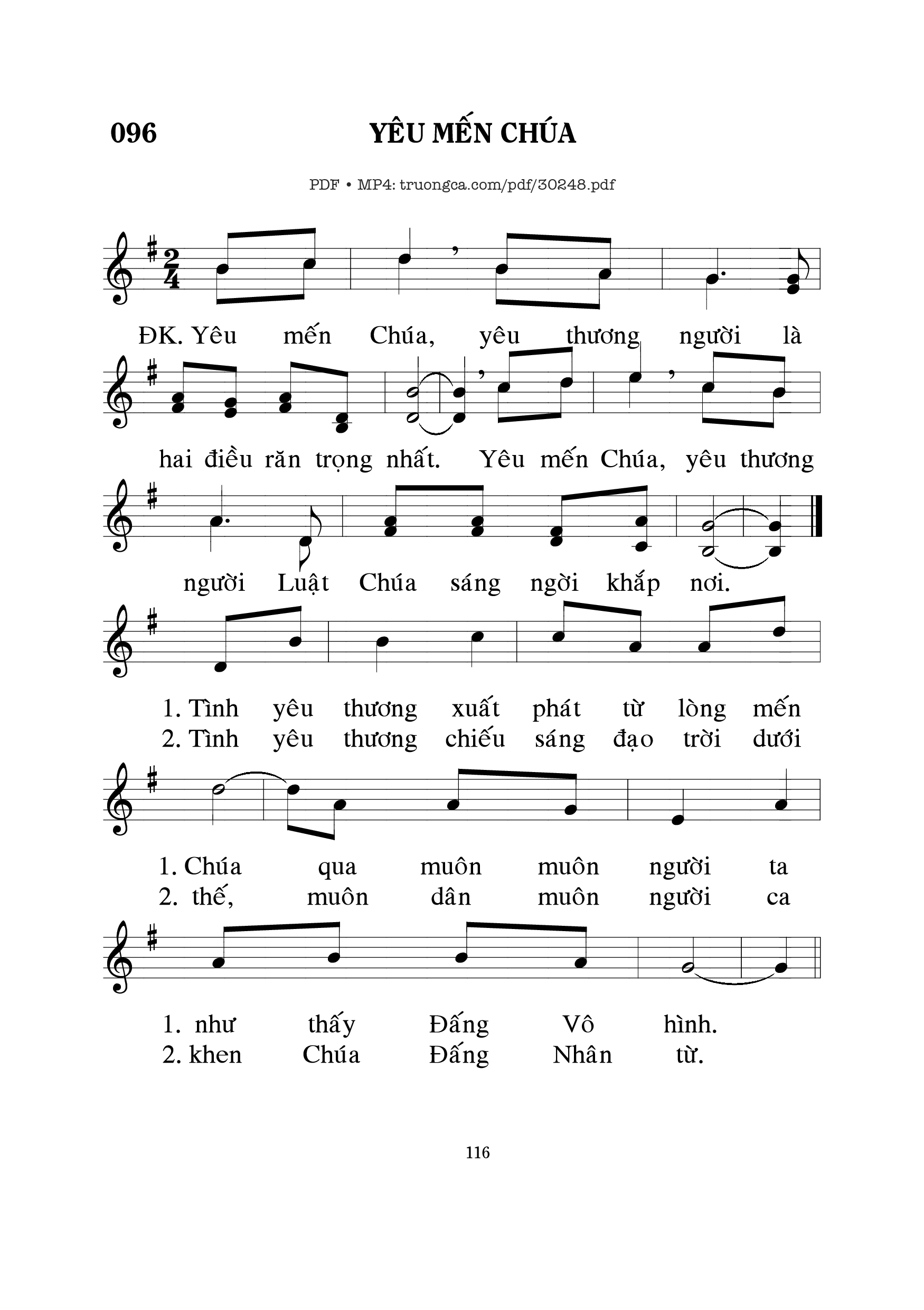 Sheet PDF of Yêu mến Chúa