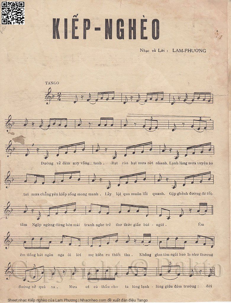 Page 2 of Sheet music PDF Kiếp nghèo - Lam Phương