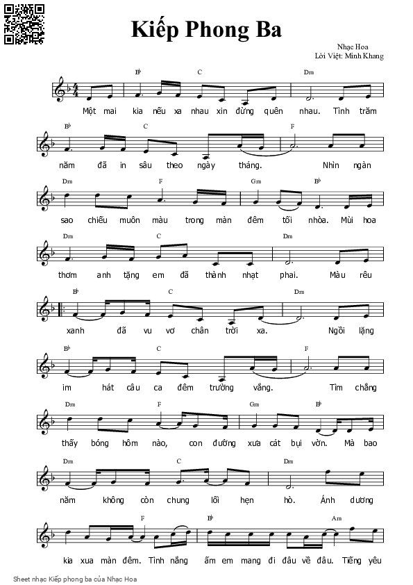 Sheet PDF of Kiếp phong ba