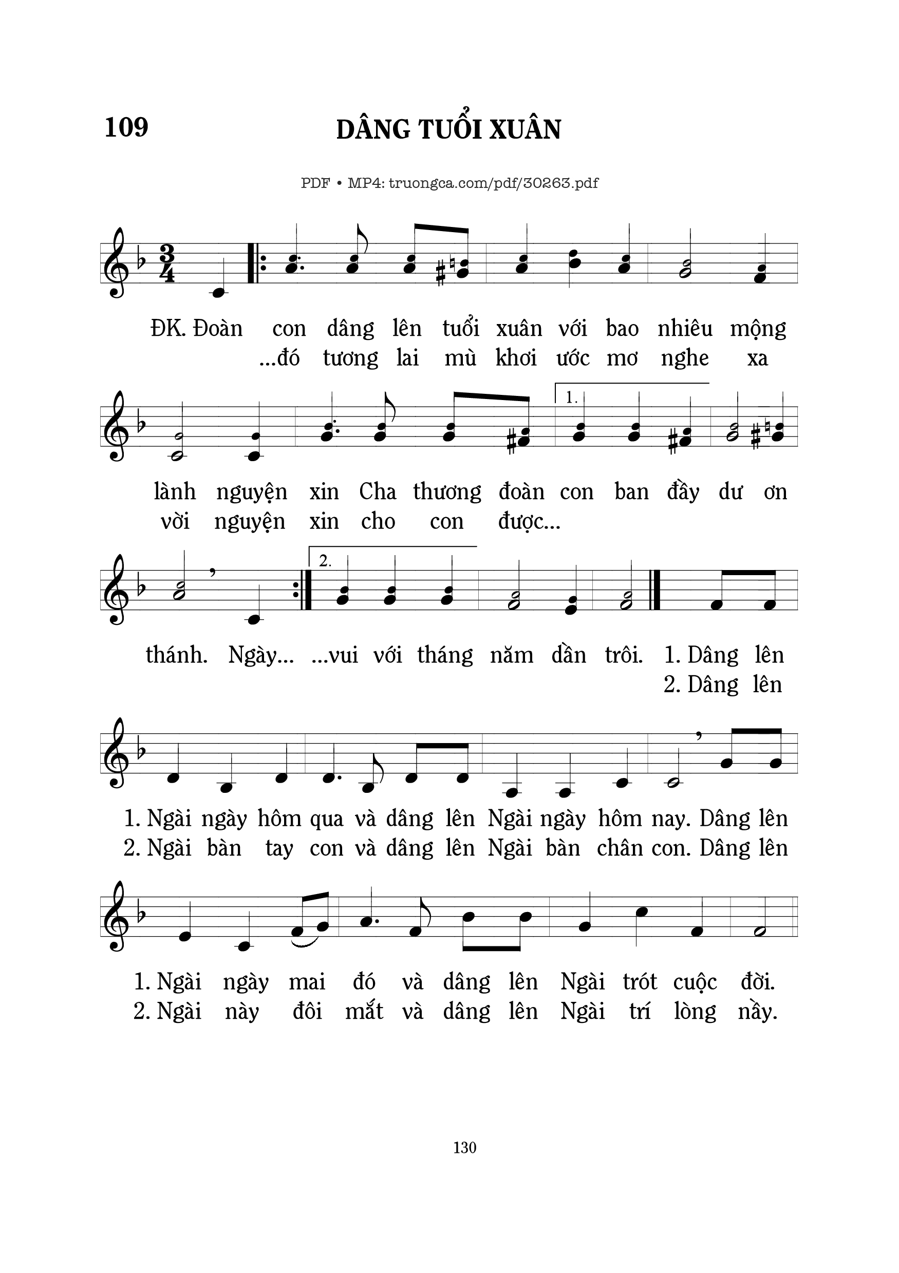 Sheet PDF of Dâng tuổi xuân