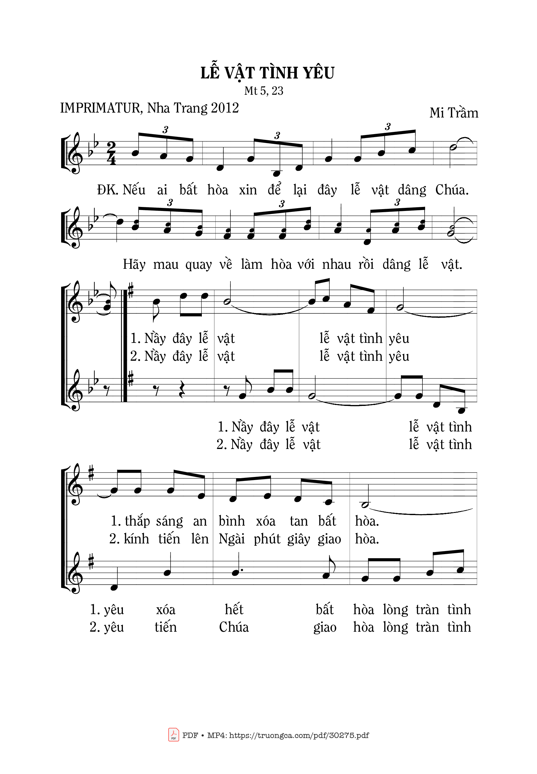 Sheet PDF of Lễ Vật Tình Yêu