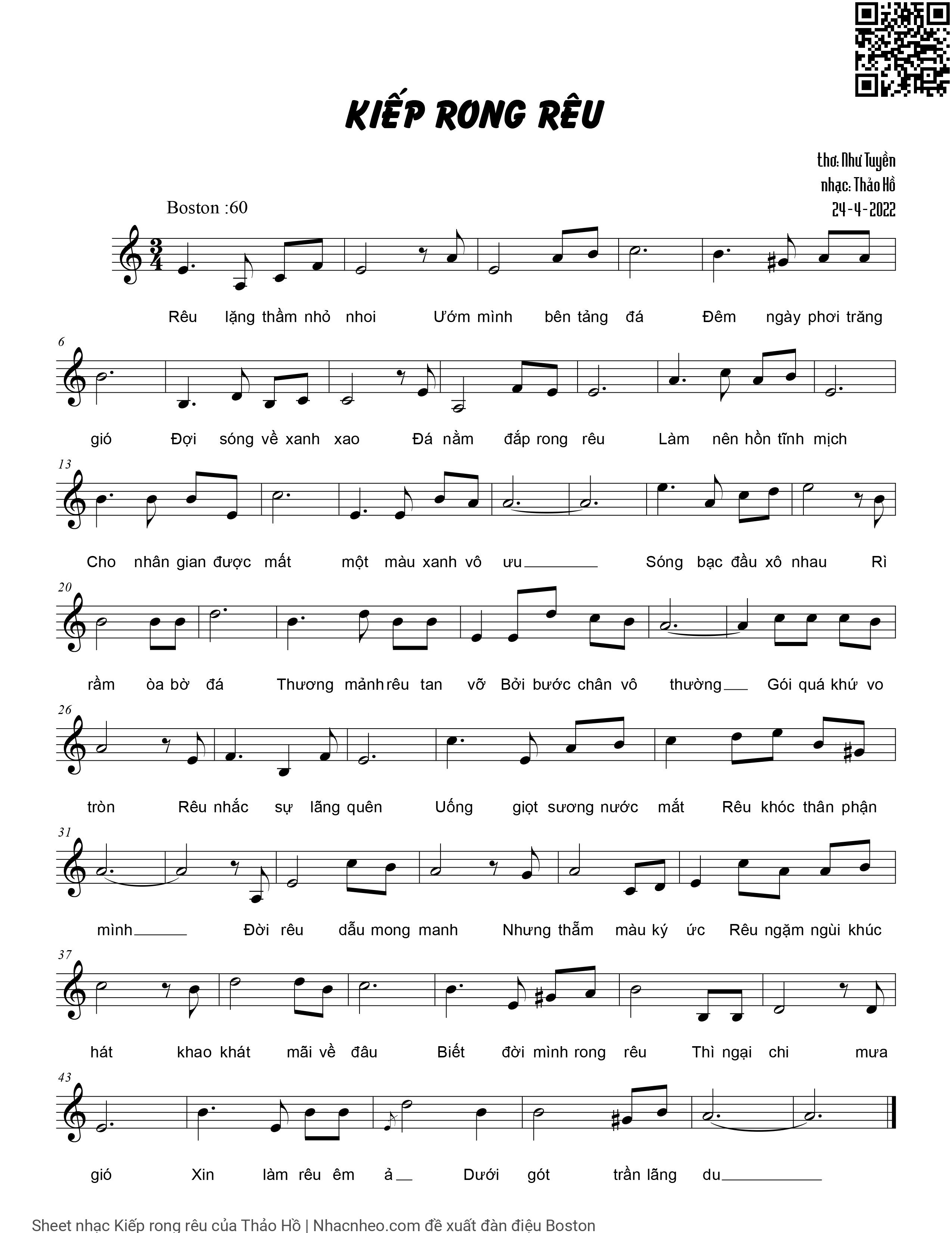 Sheet PDF of Kiếp rong rêu