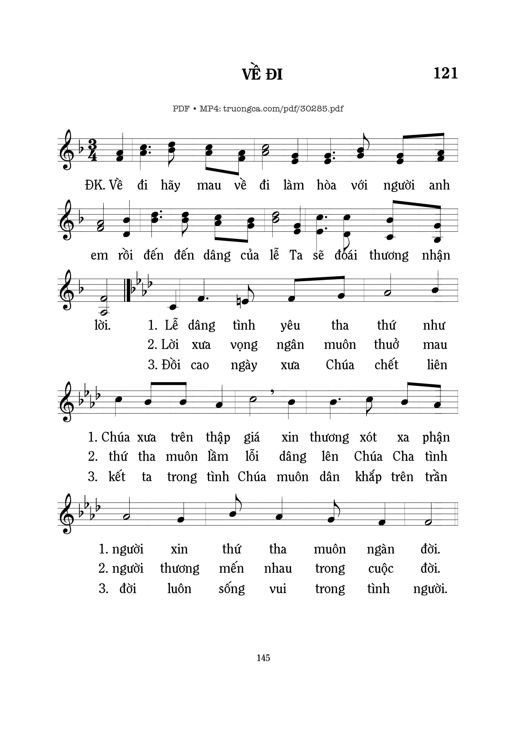 Page 1 of Sheet music PDF Về đi - Mi Trầm