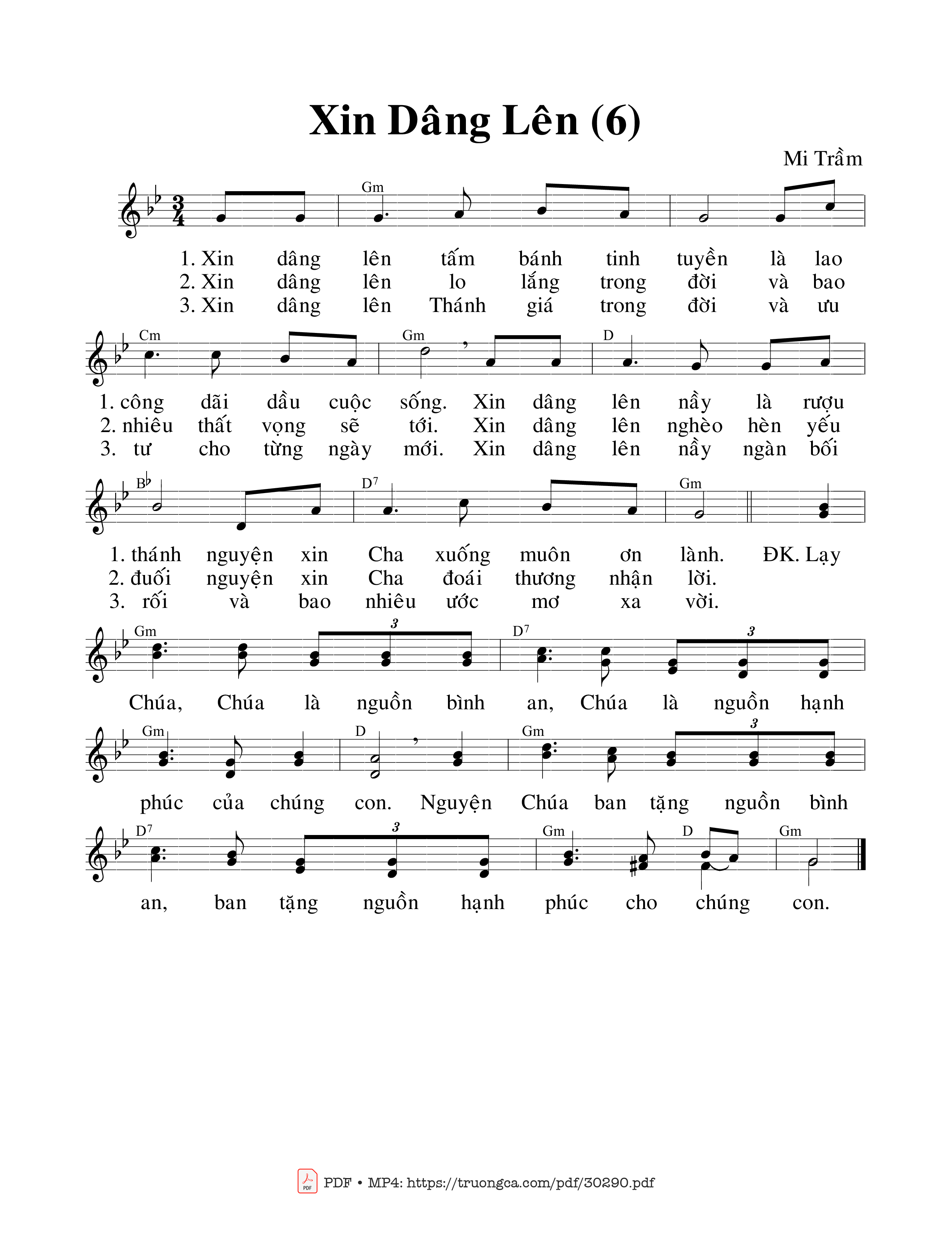 Page 1 of Sheet music PDF Xin dâng lên 6 - Mi Trầm