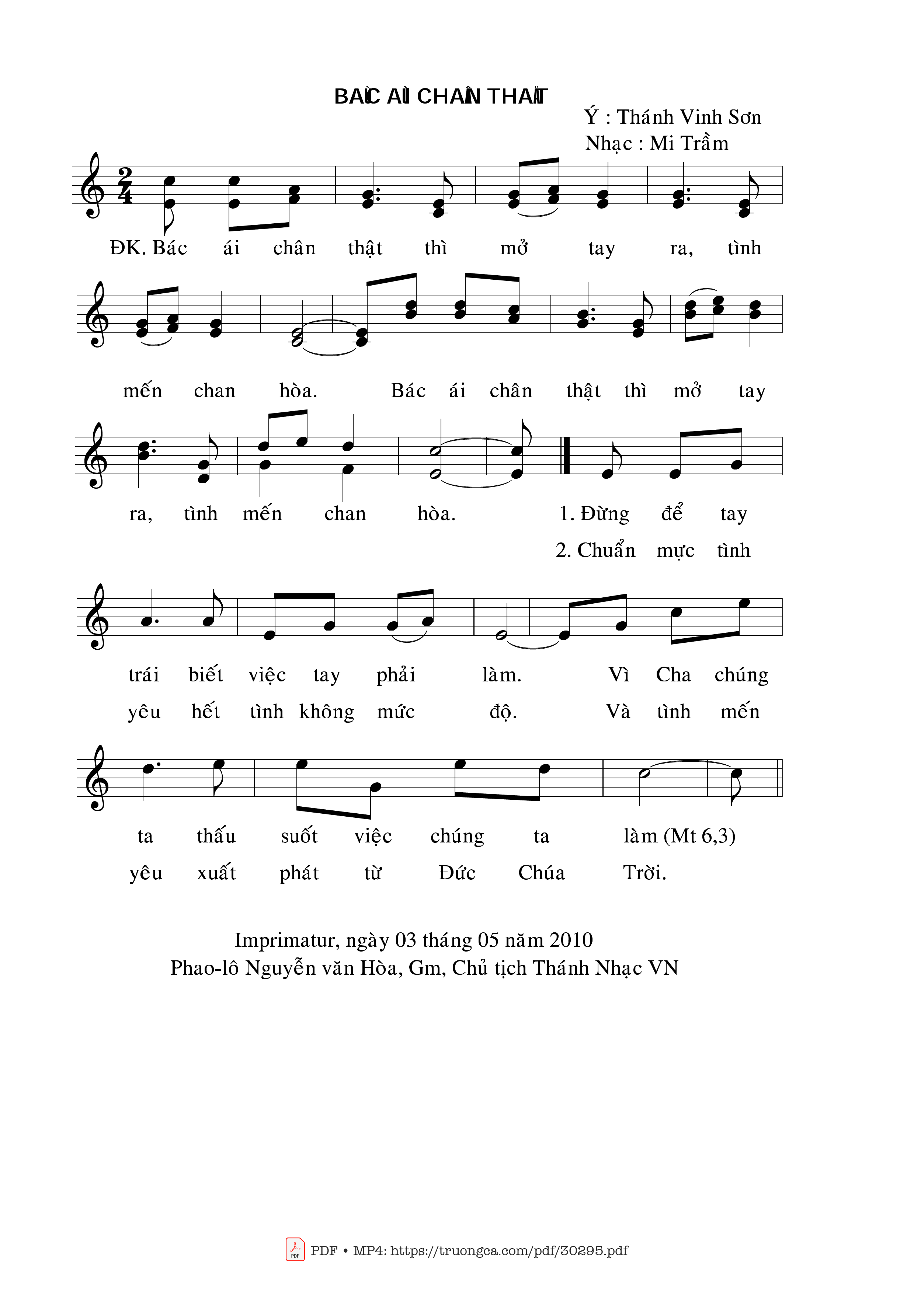 Sheet PDF of Bác ái chân thật