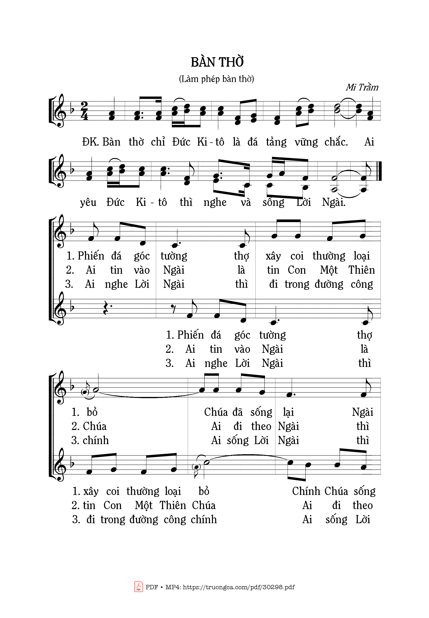 Page 1 of Sheet music PDF Bàn Thờ - Mi Trầm