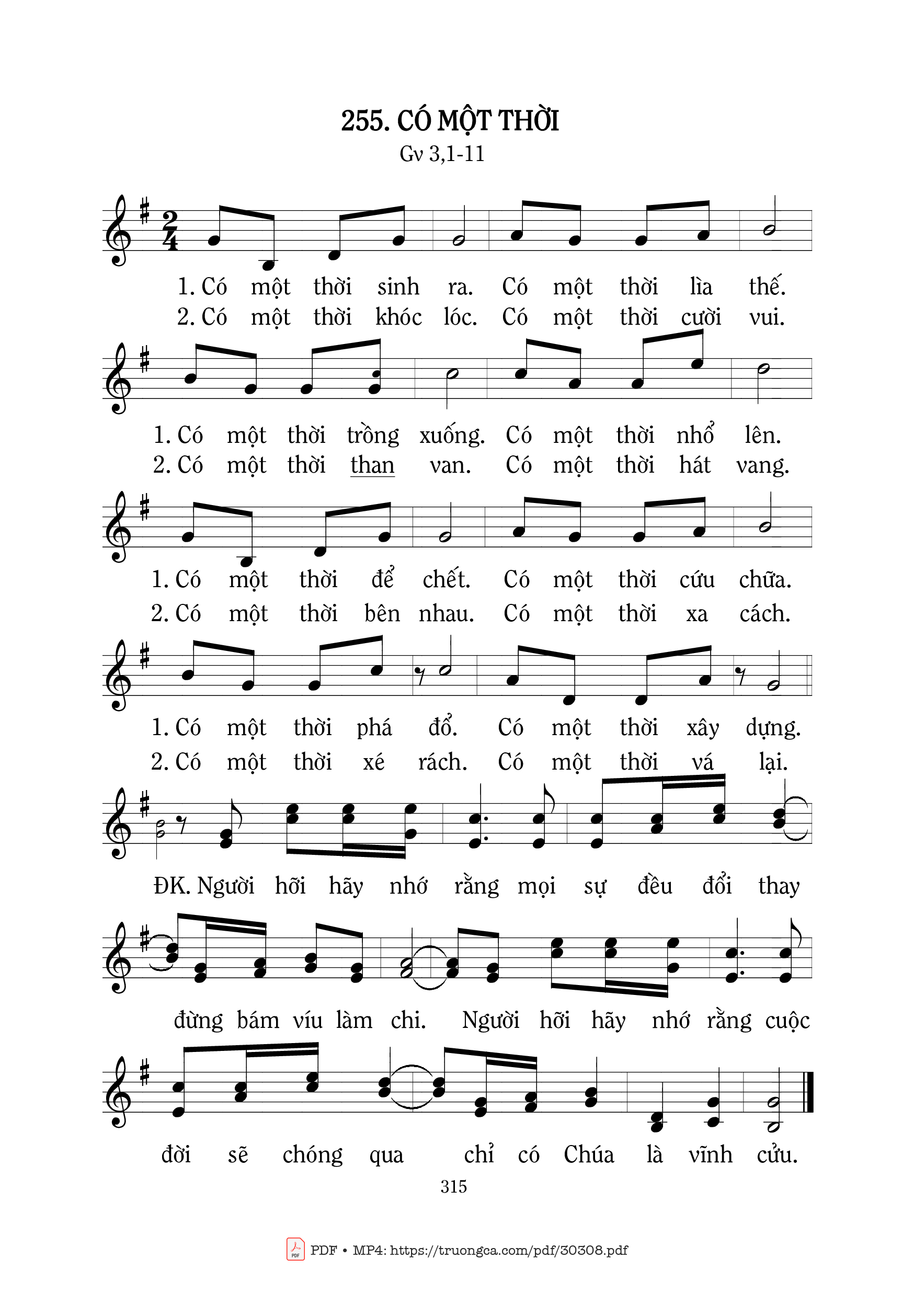 Sheet PDF of Có Một Thời