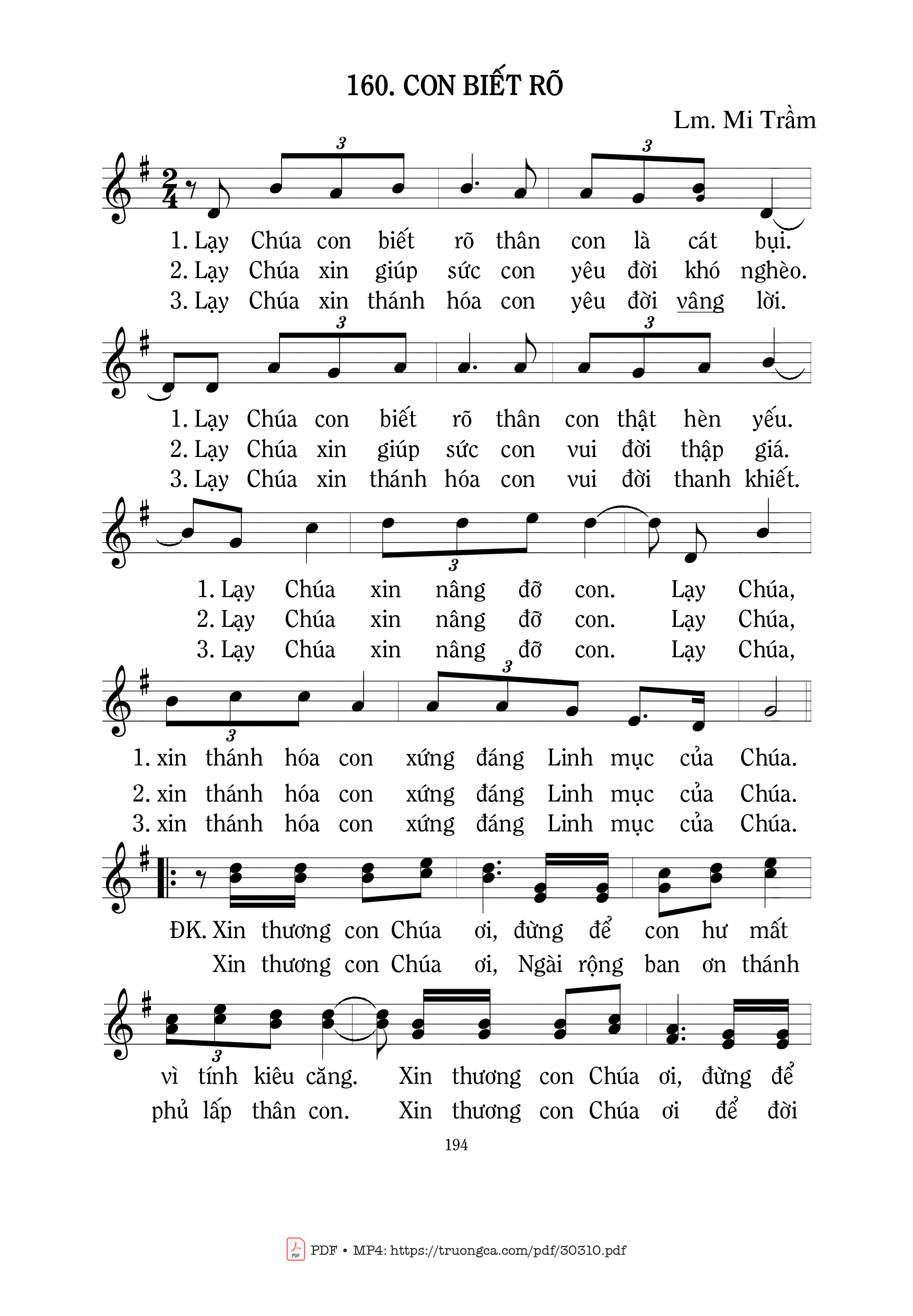 Page 1 of Sheet music PDF Con biết rõ - Mi Trầm