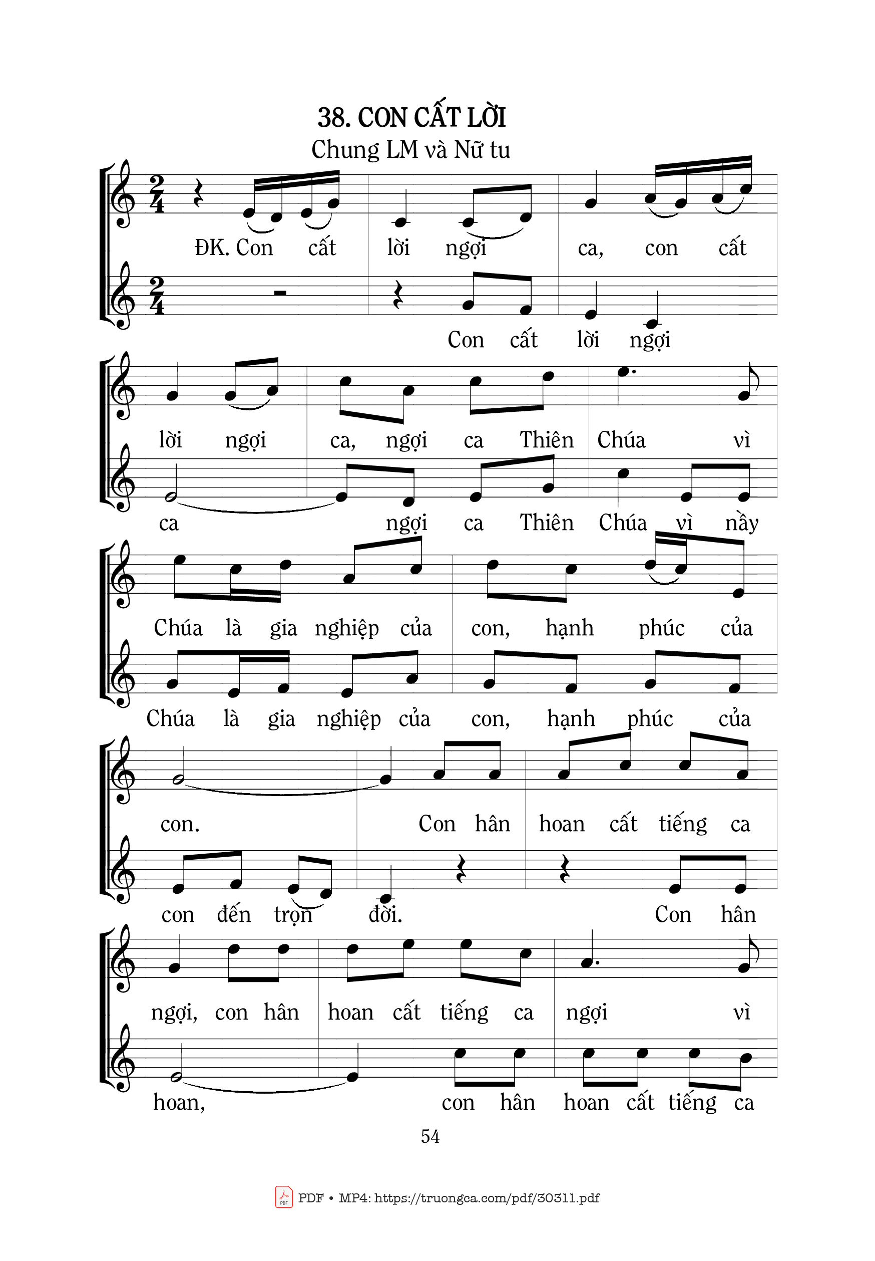 Page 1 of Sheet music PDF Con cất lời - Mi Trầm