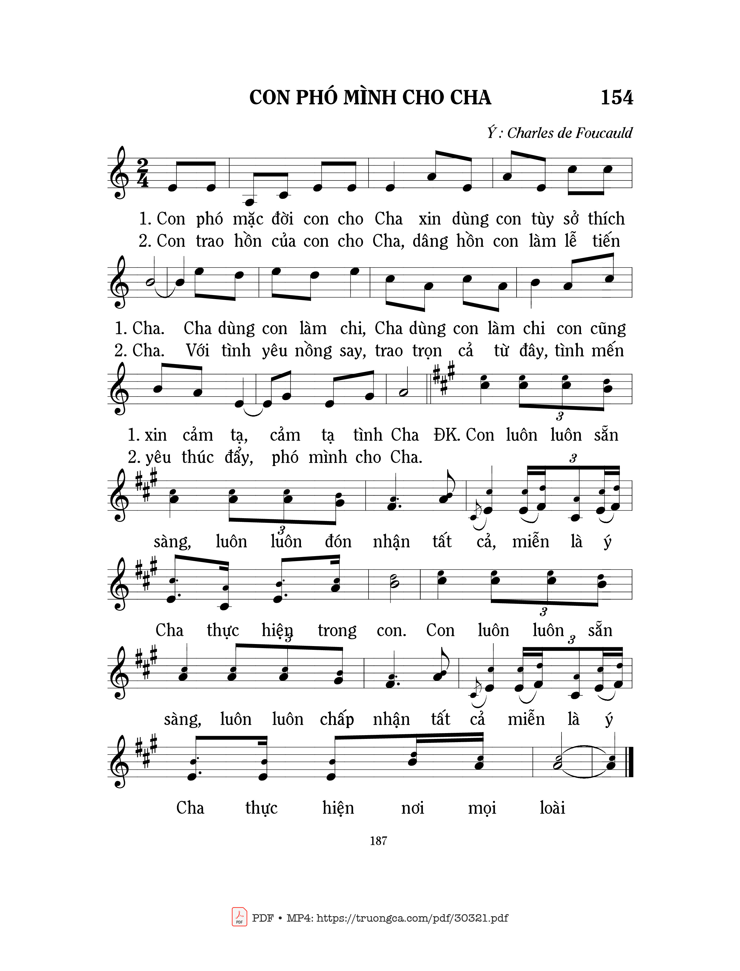 Sheet PDF of Con phó mình cho Cha