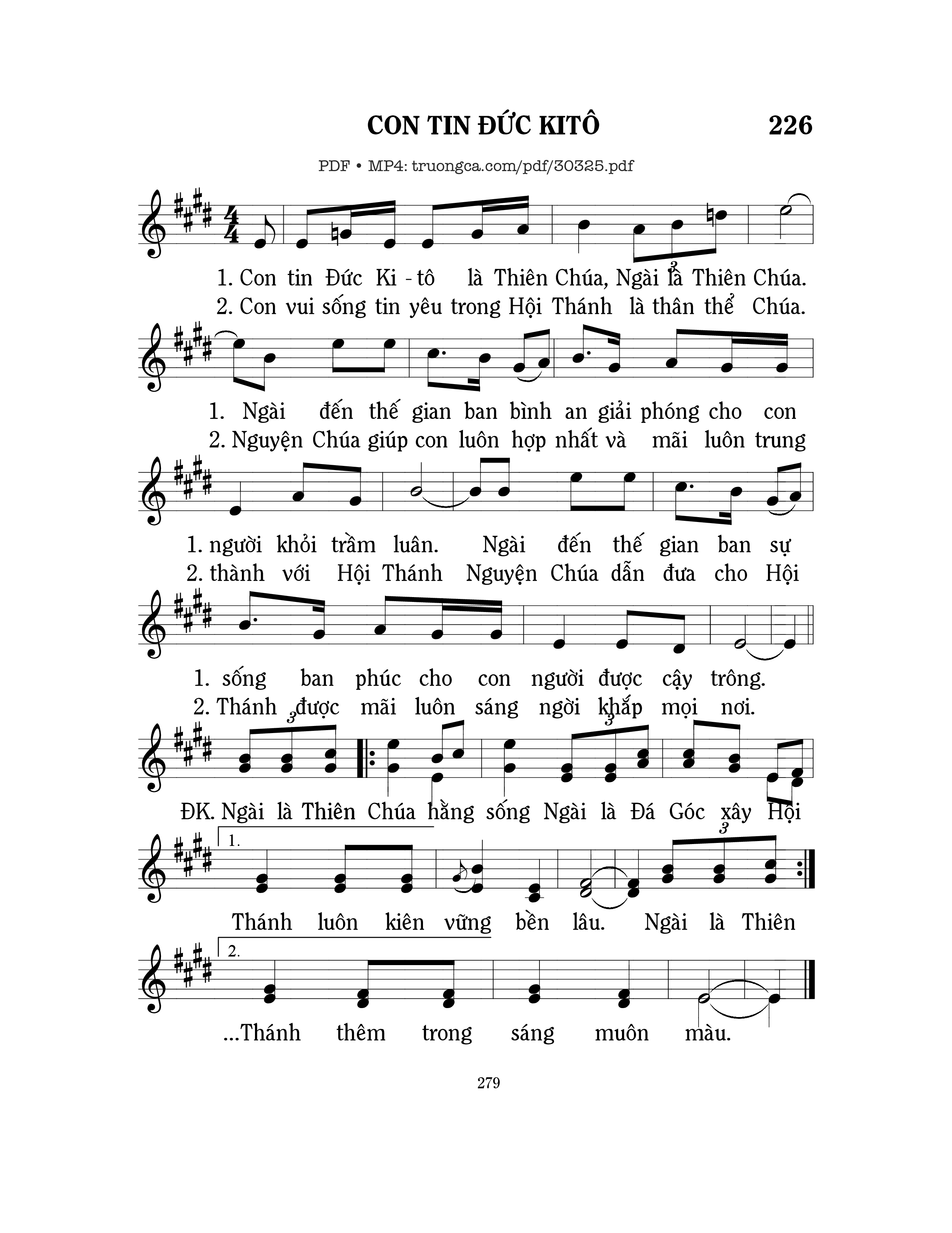 Sheet PDF of Con tin Đức Kitô